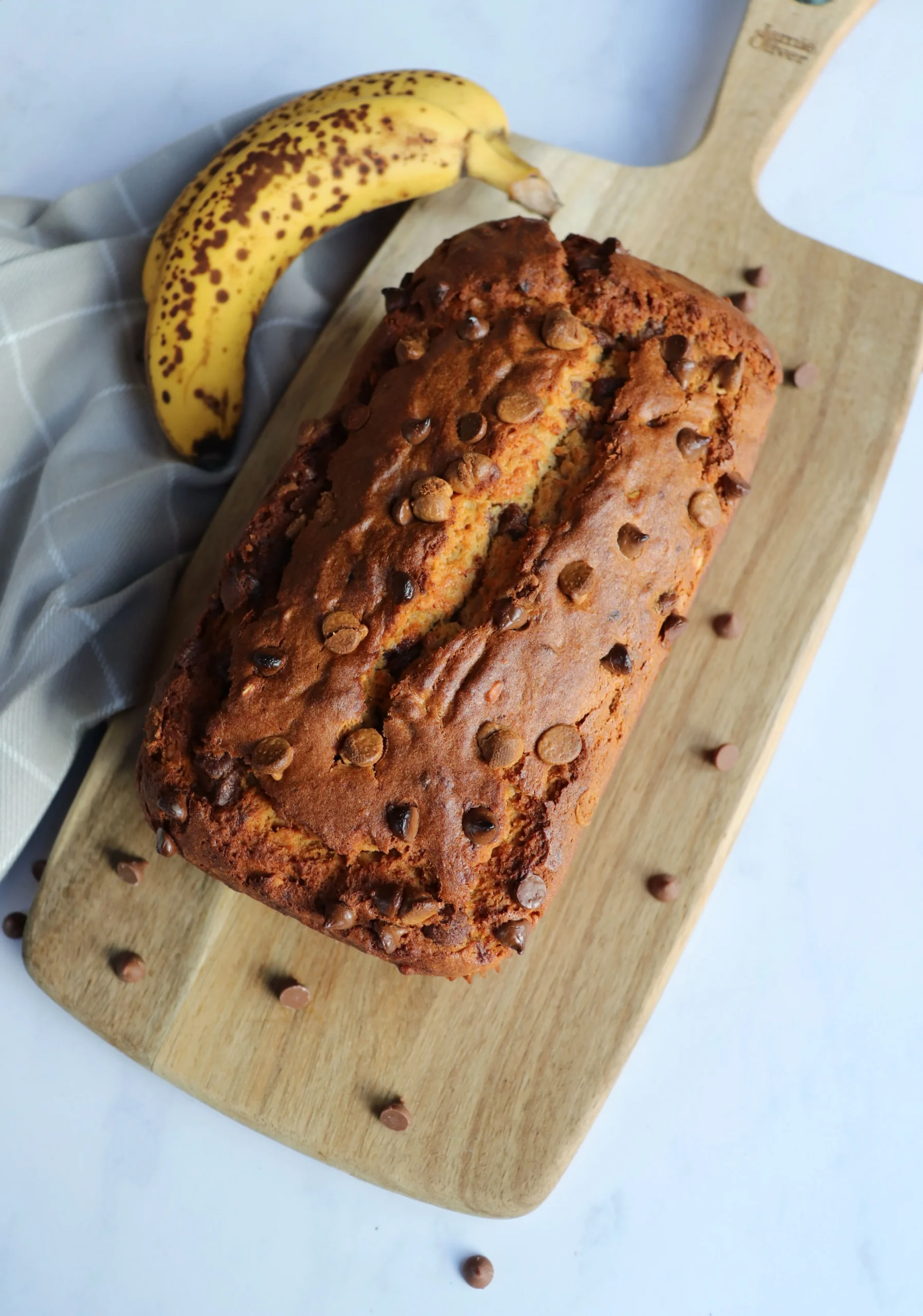 Peanut Butter Banana Bread with Milk Chocolate Chips