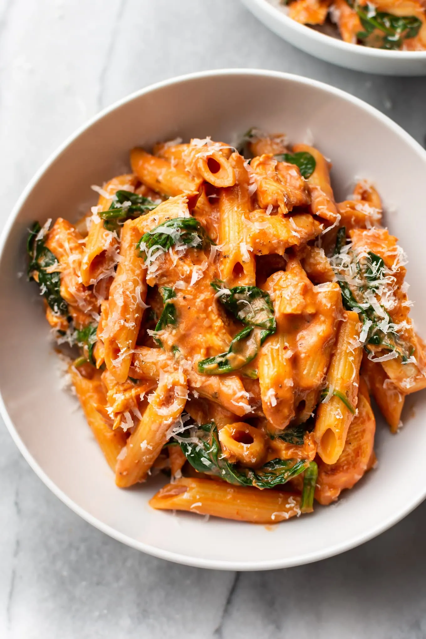 Penne with Chicken, Spinach, and Tomatoes