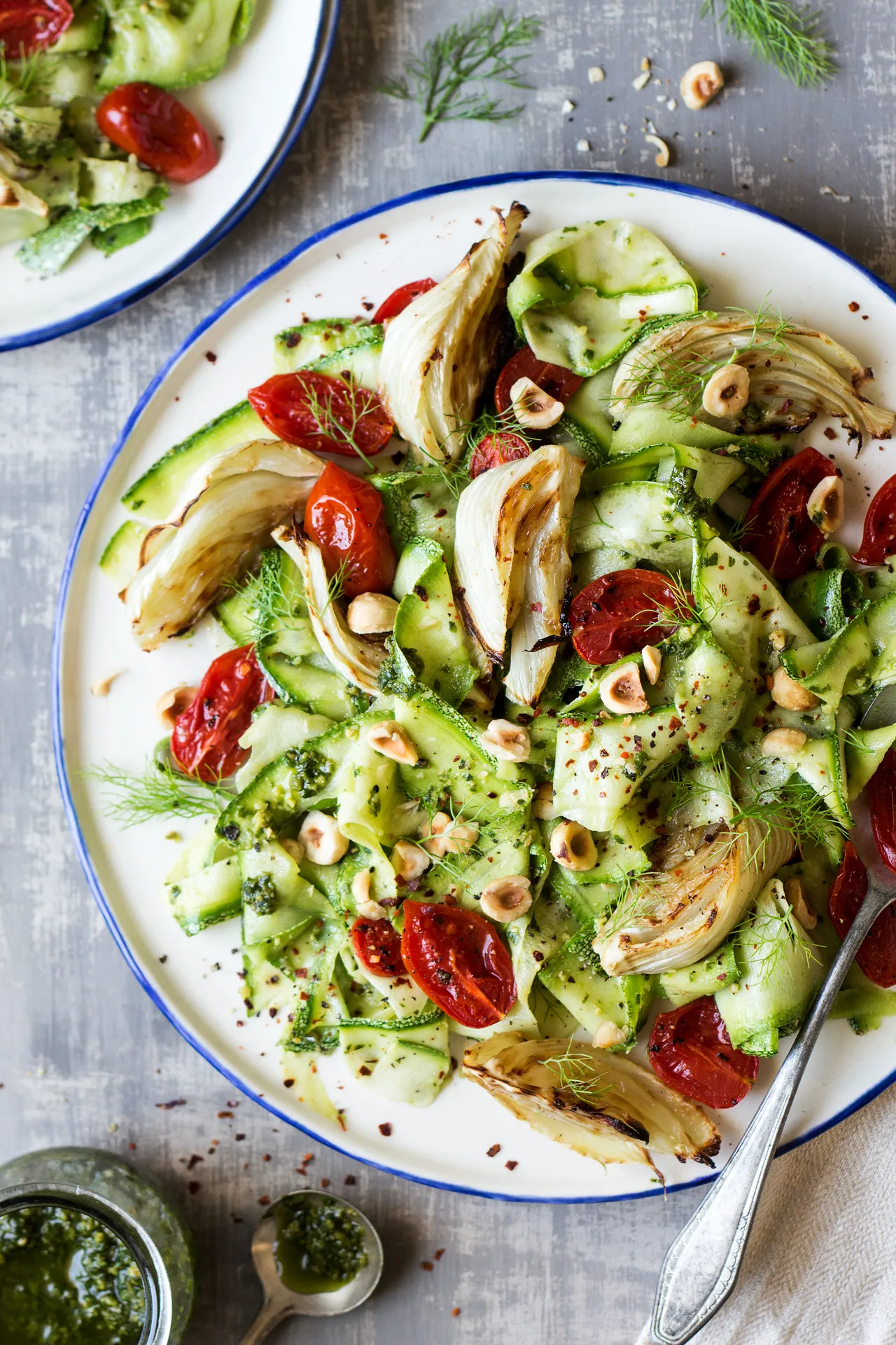 Pesto Zoodle Salad with Roasted Fennel & Tomatoes