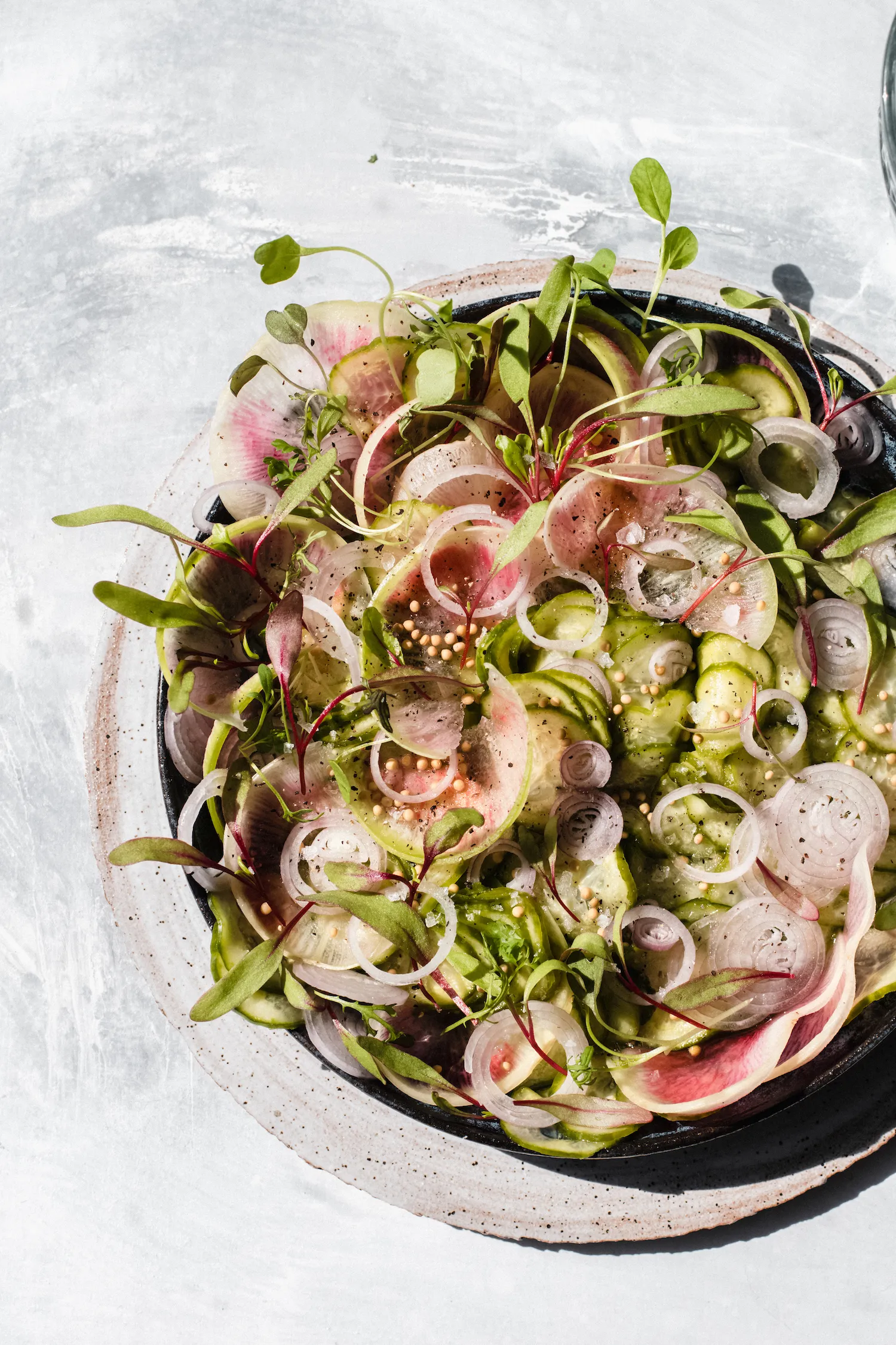 Pickled Watermelon Radish Sweet Greens Fennel Pomegranate Salad