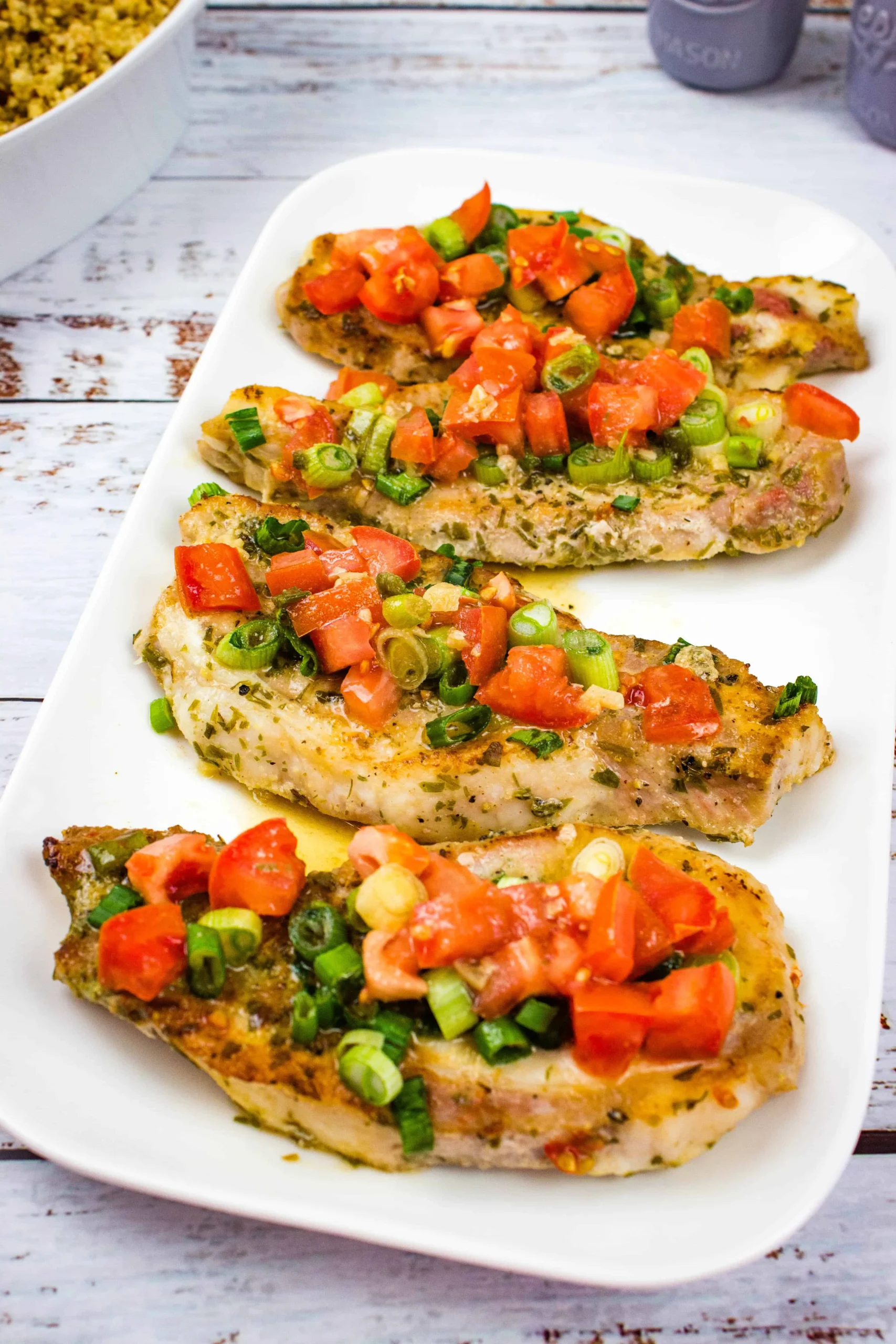 Pork Chops with Tomato Green Onion Relish