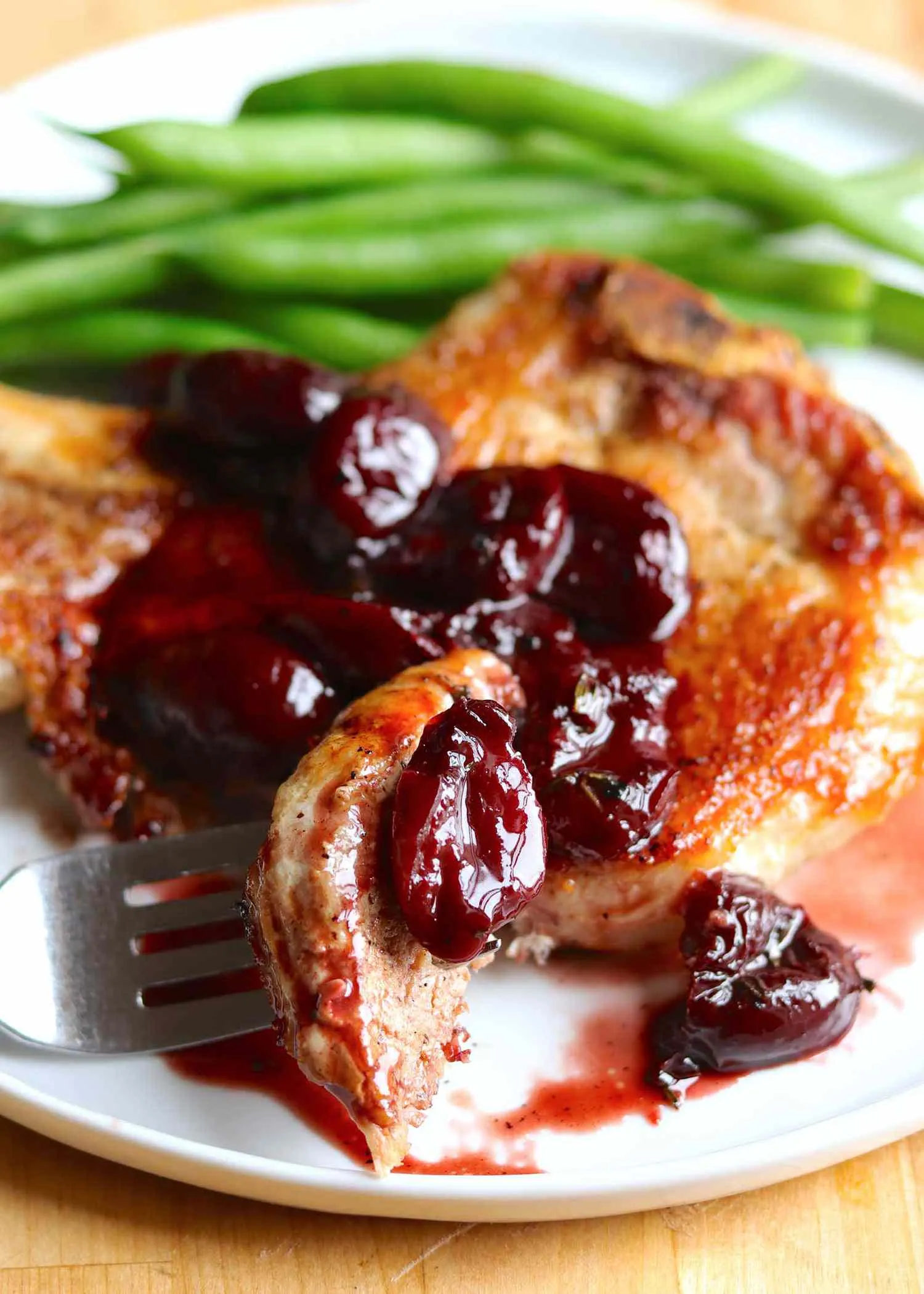 Pork Cutlets with Port and Cherry Pan Sauce