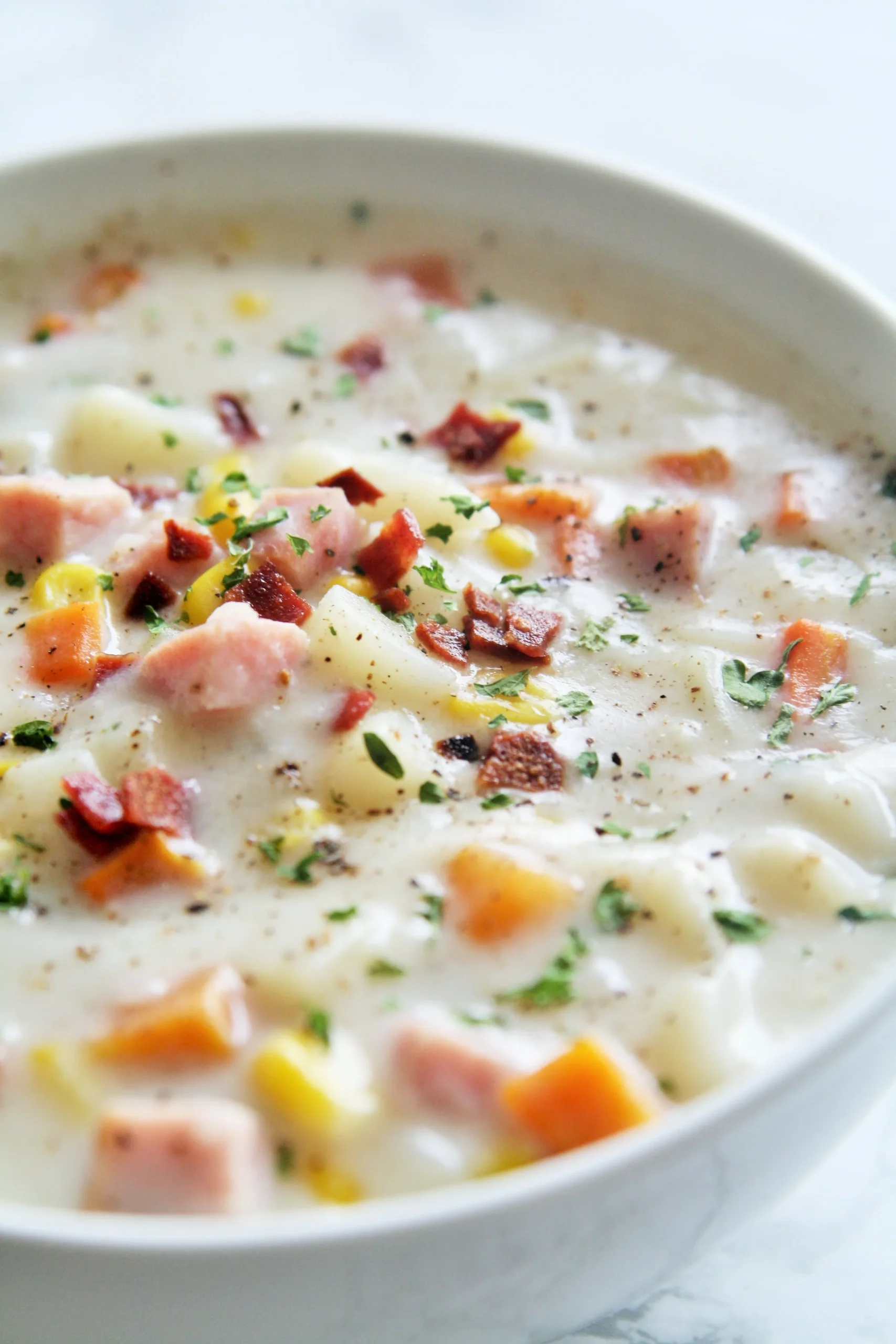 Potato Chowder with Corn and Ham