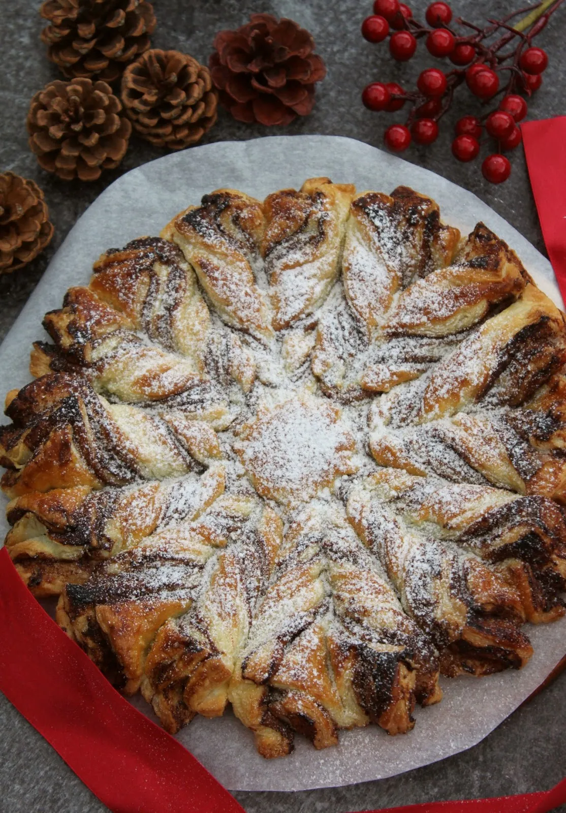 Puff Pastry Snowflake Tart with Walnut Pesto