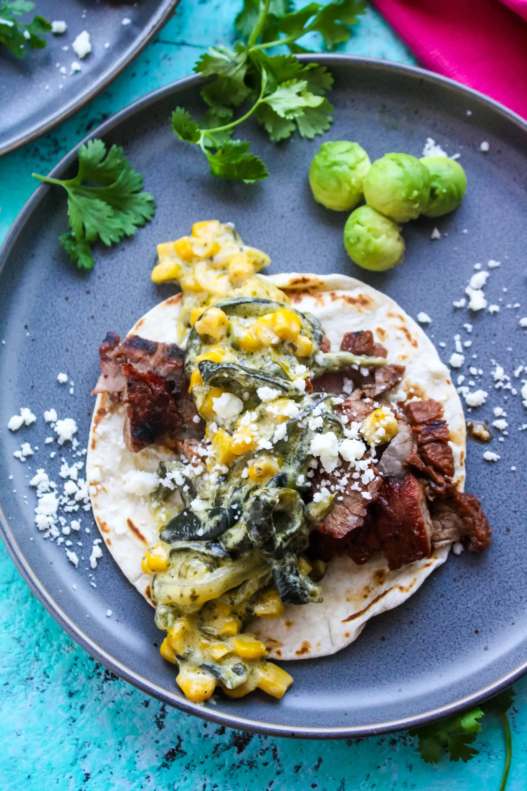 Puffy Tacos with Picadillo (Rajas Poblano con Crema)
