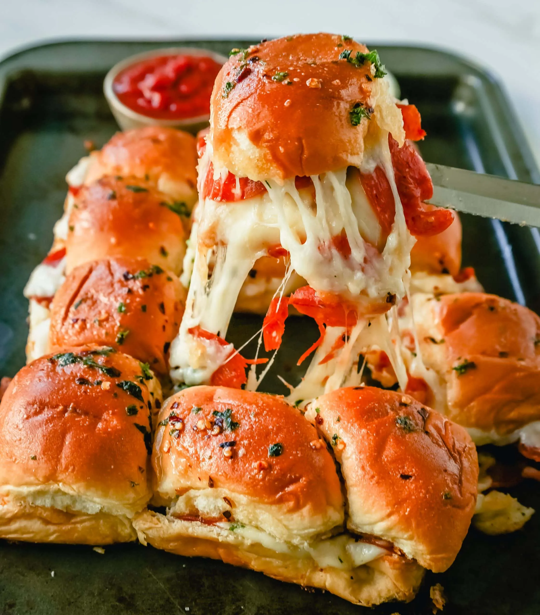 Pull Apart Pepperoni Pizza Sliders