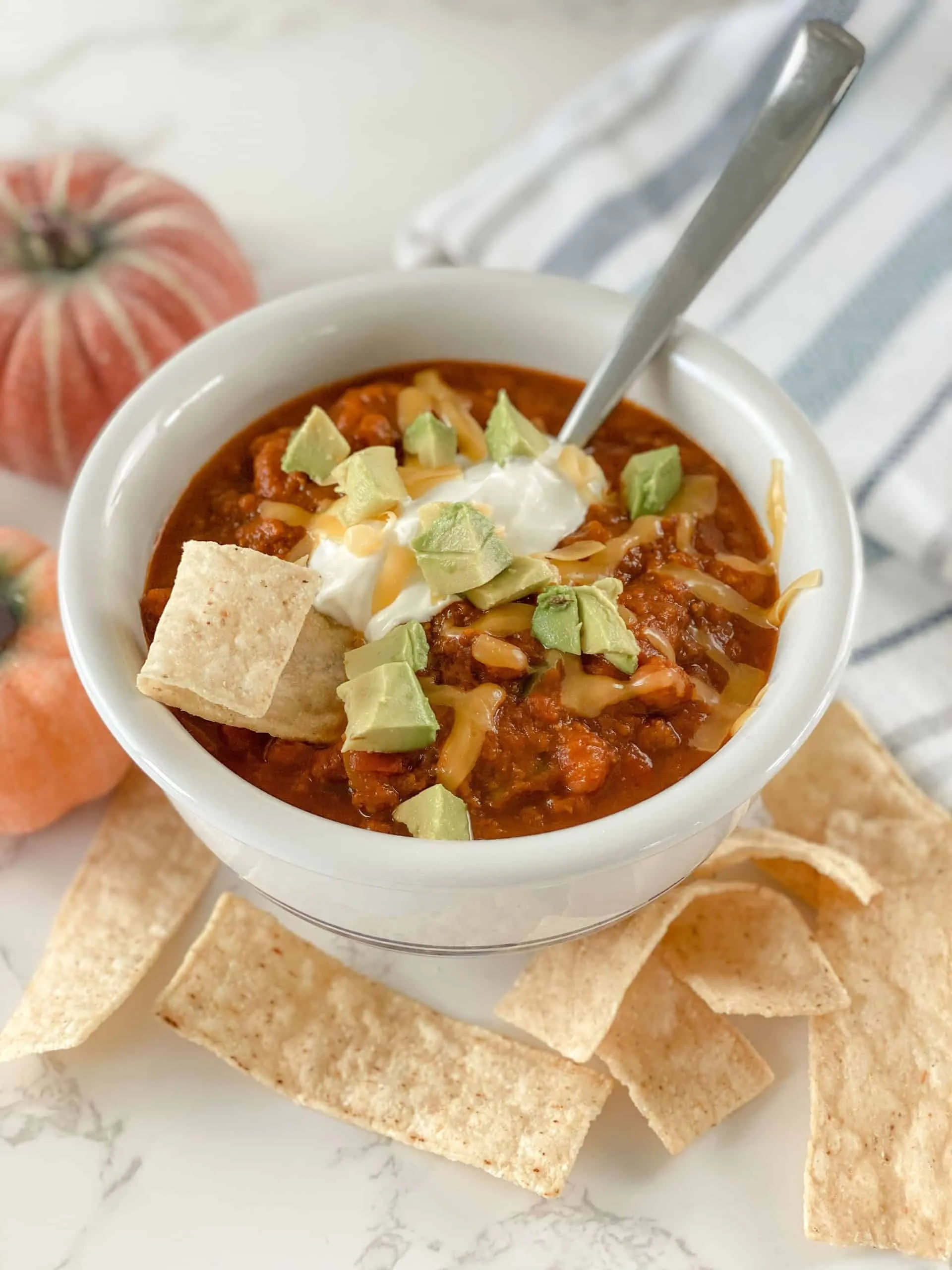 Pumpkin Chorizo Chili with Yogurt Herbs