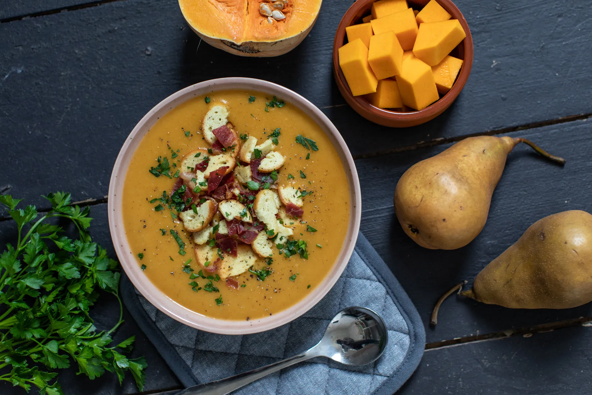 Pumpkin Pear Cheddar Soup