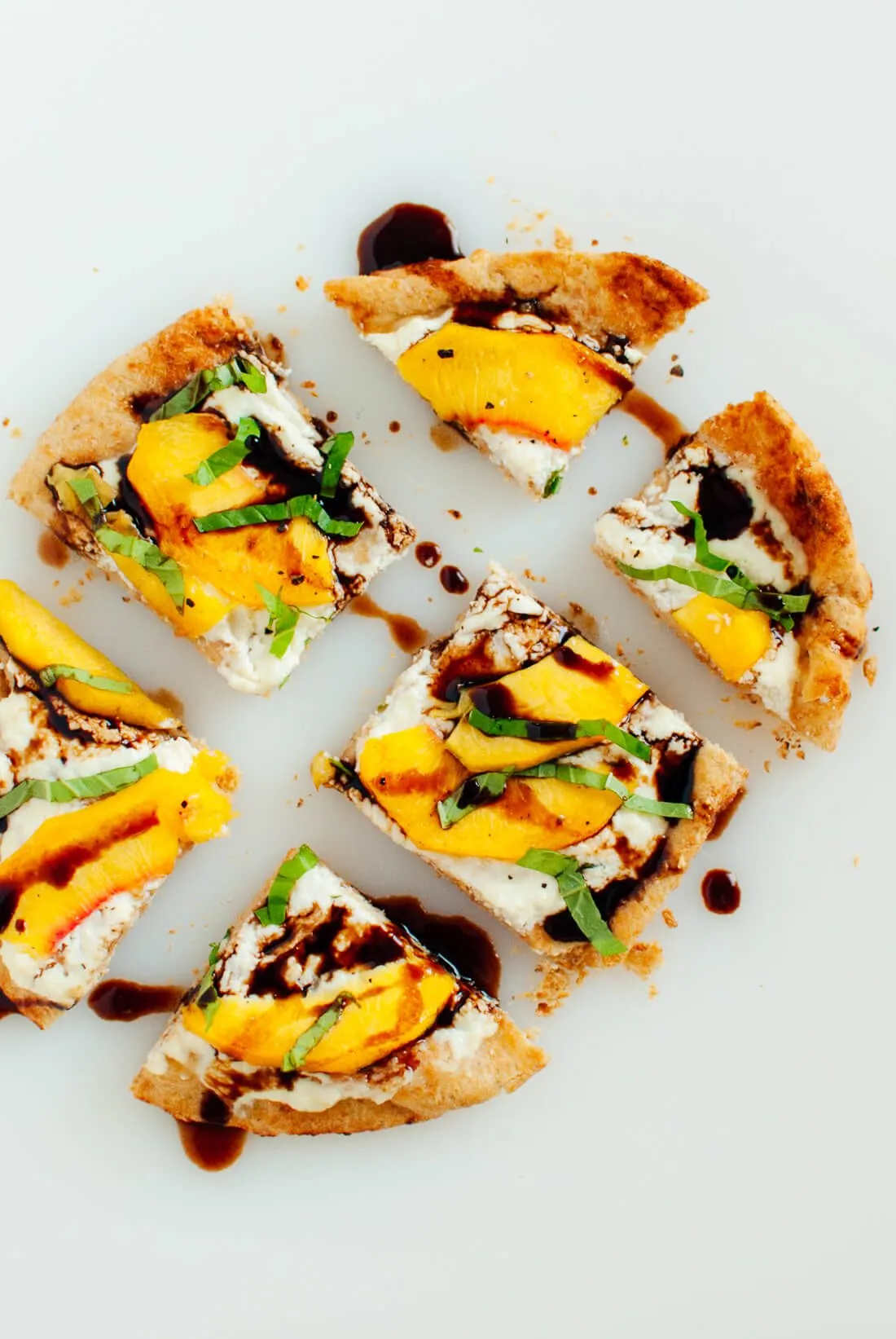 Quick and Easy Peach Basil and Ricotta Flatbreads