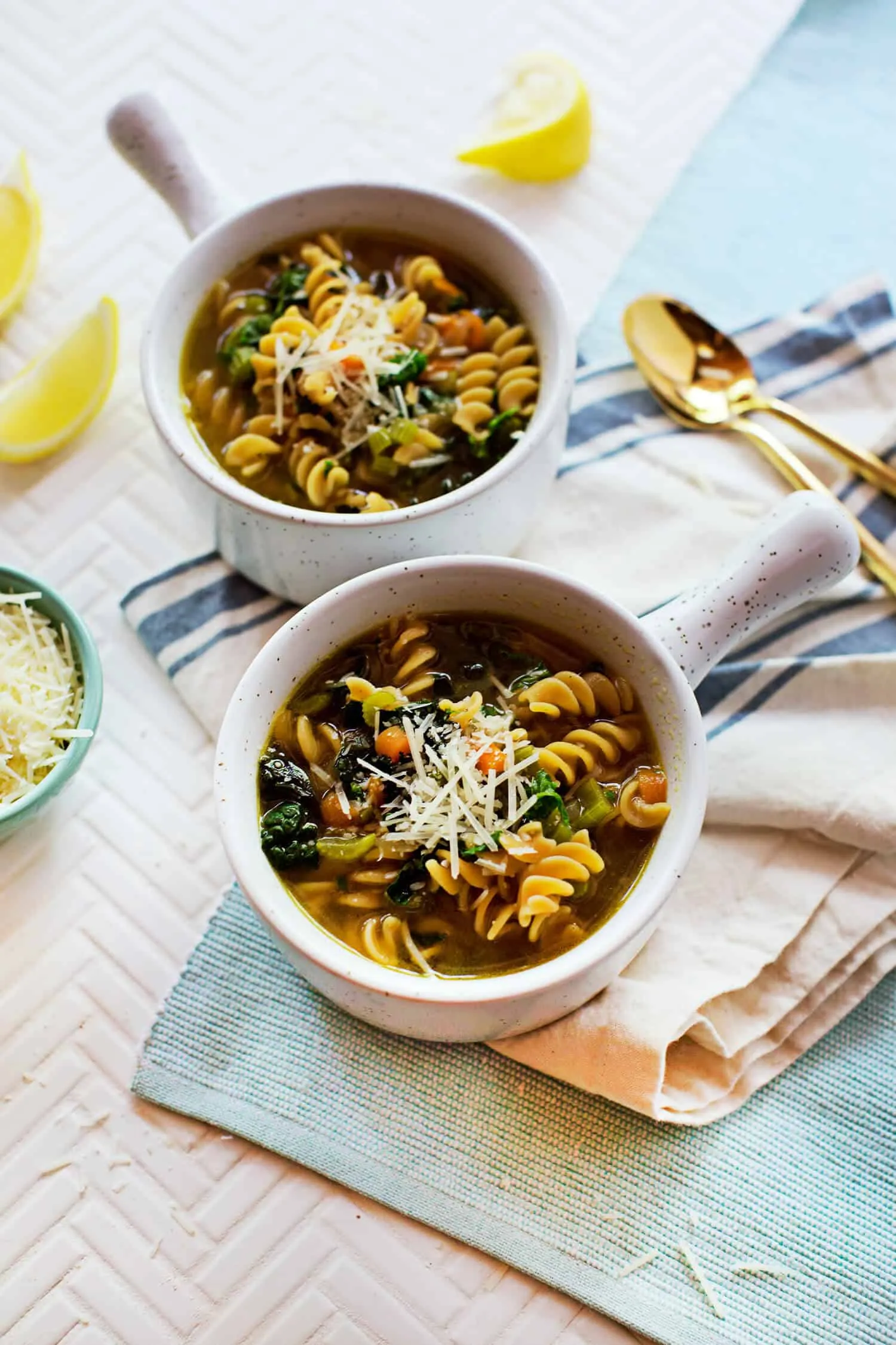 Rainbow Kale and Pasta Soup
