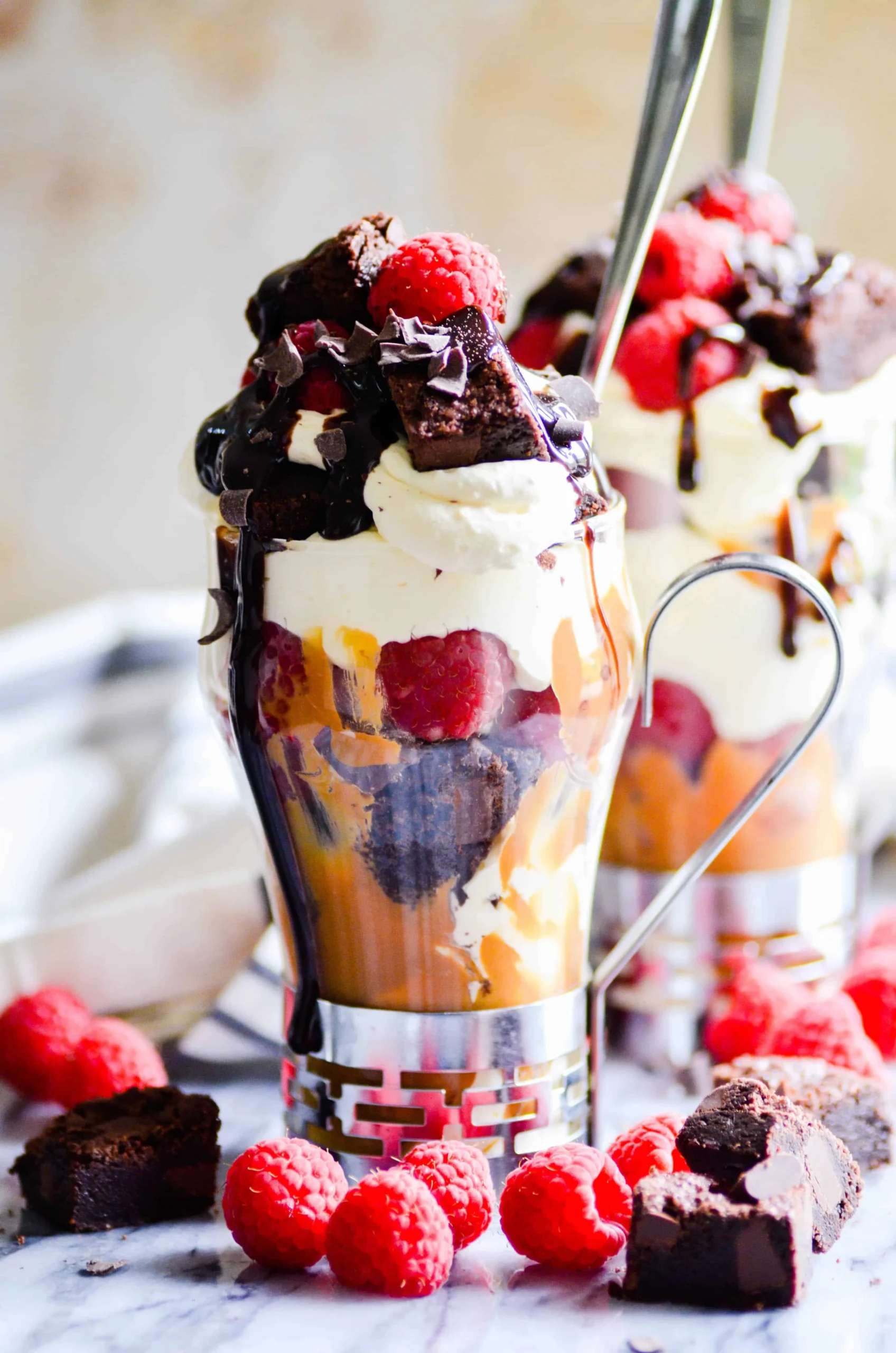 Raspberry Biscoff Brownie Parfaits