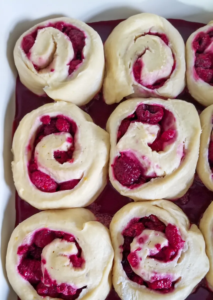 Raspberry Sweet Rolls with Lemon Glaze