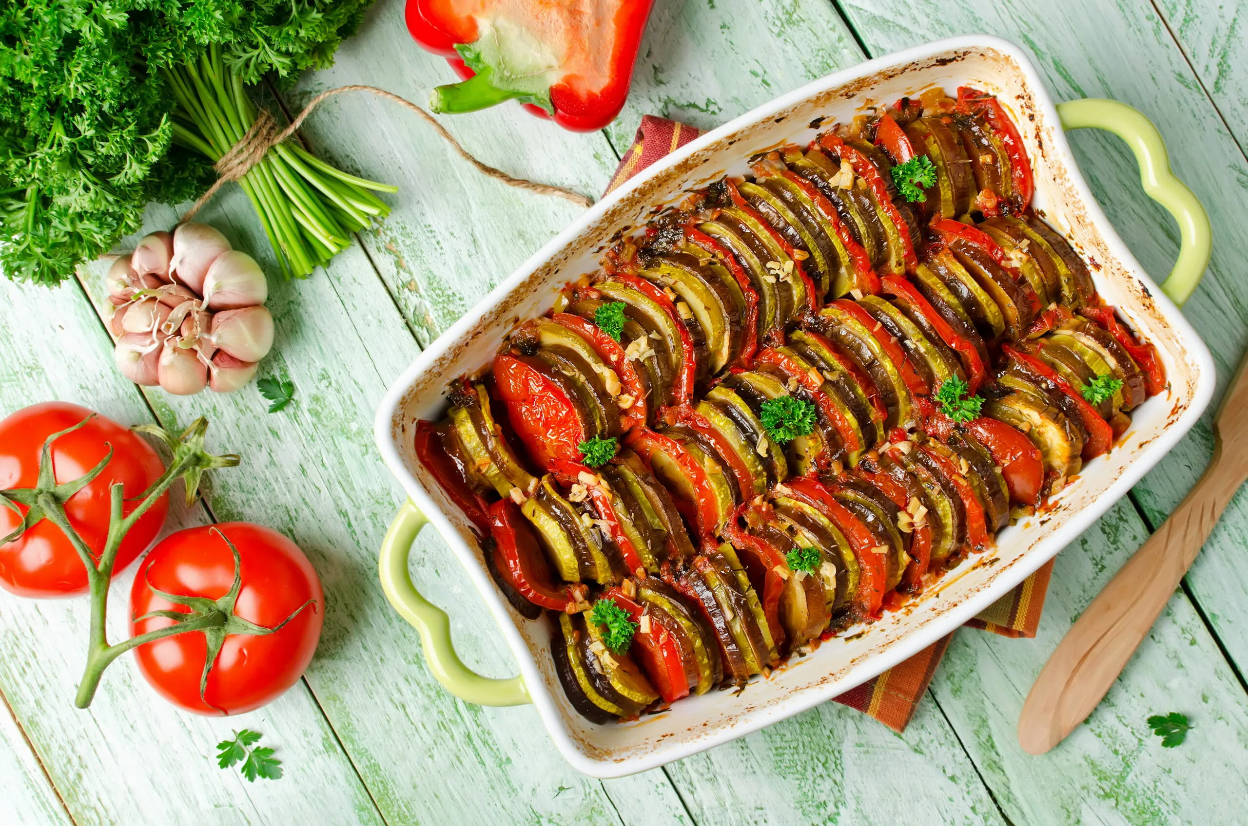 Ratatouille con Lentejas al Gratin