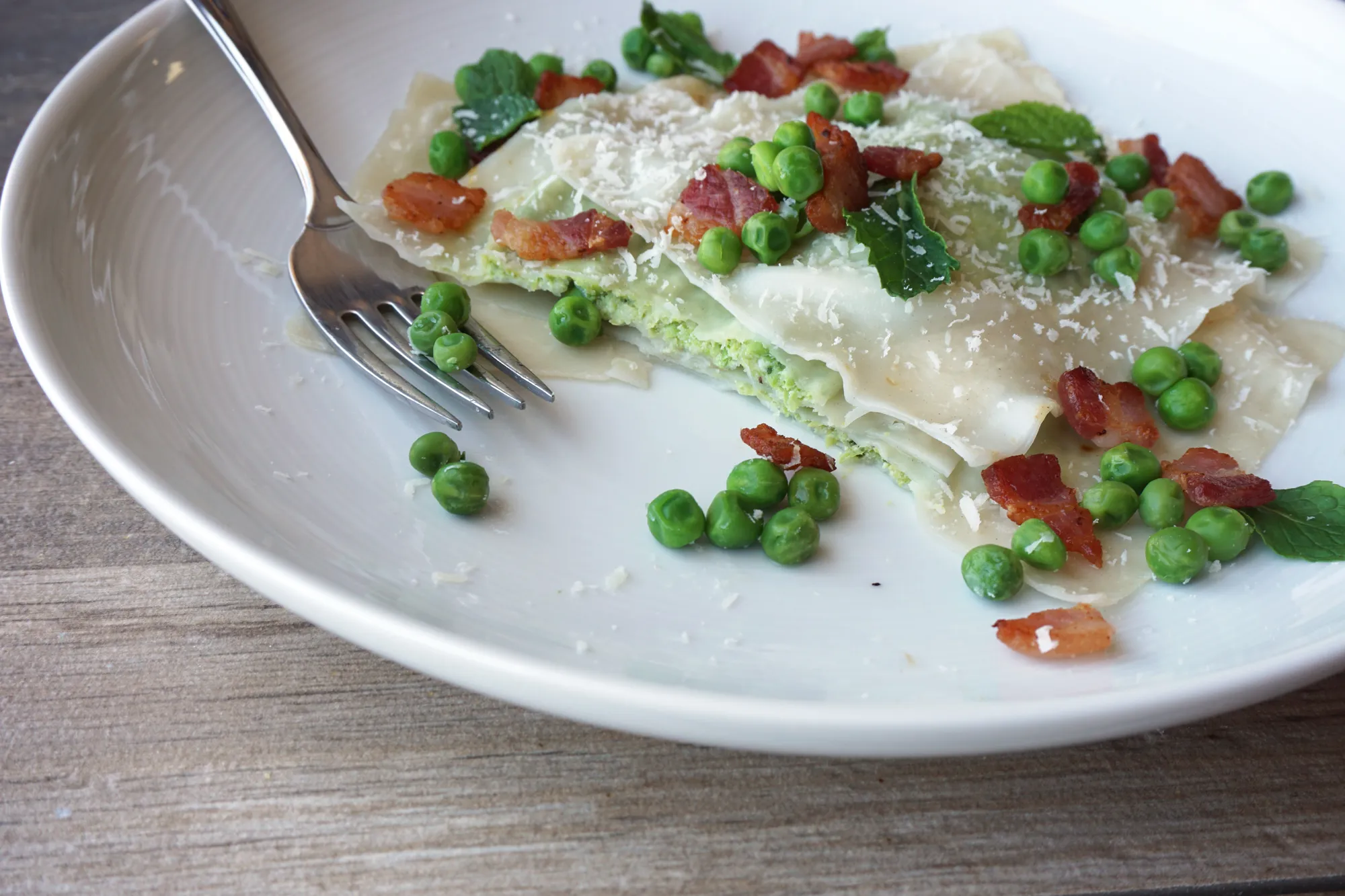 Ravioli with Homemade Ricotta Spring Veggies