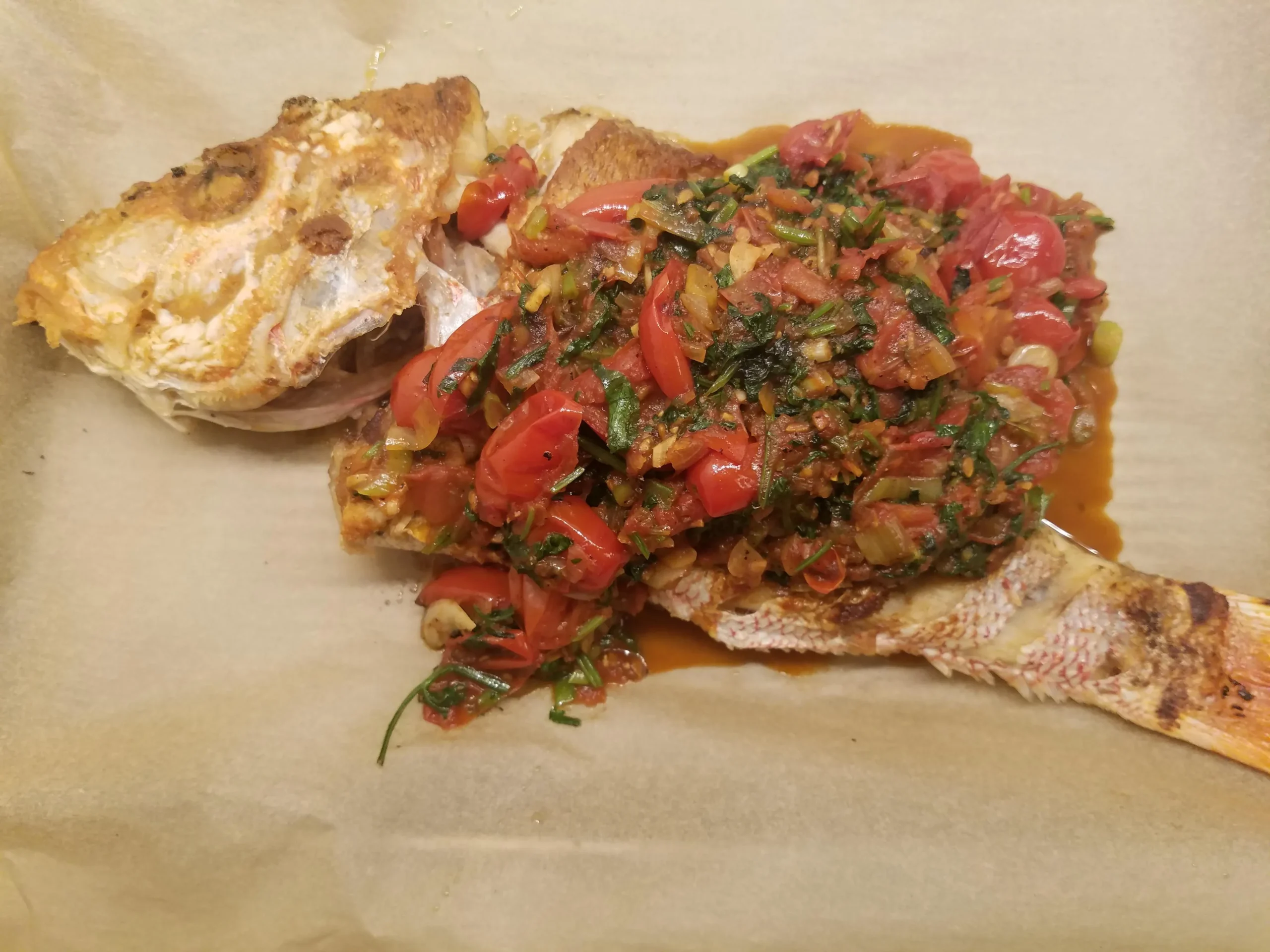 Red Snapper with Tomato Onion Compote