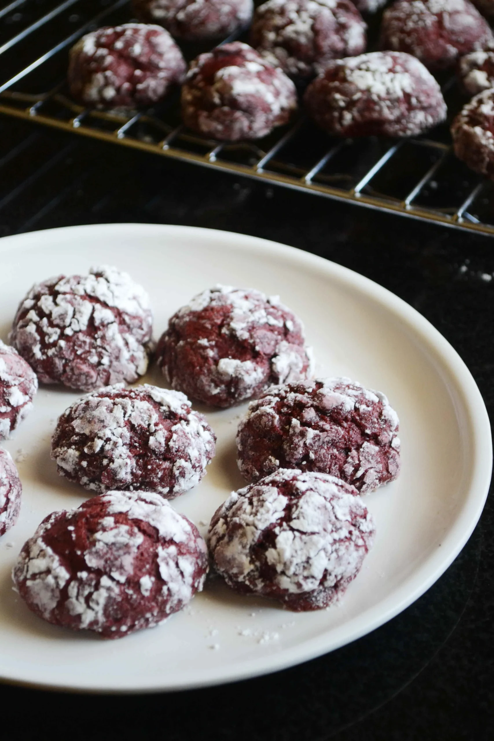 Red Velvet Crinkle Cookies