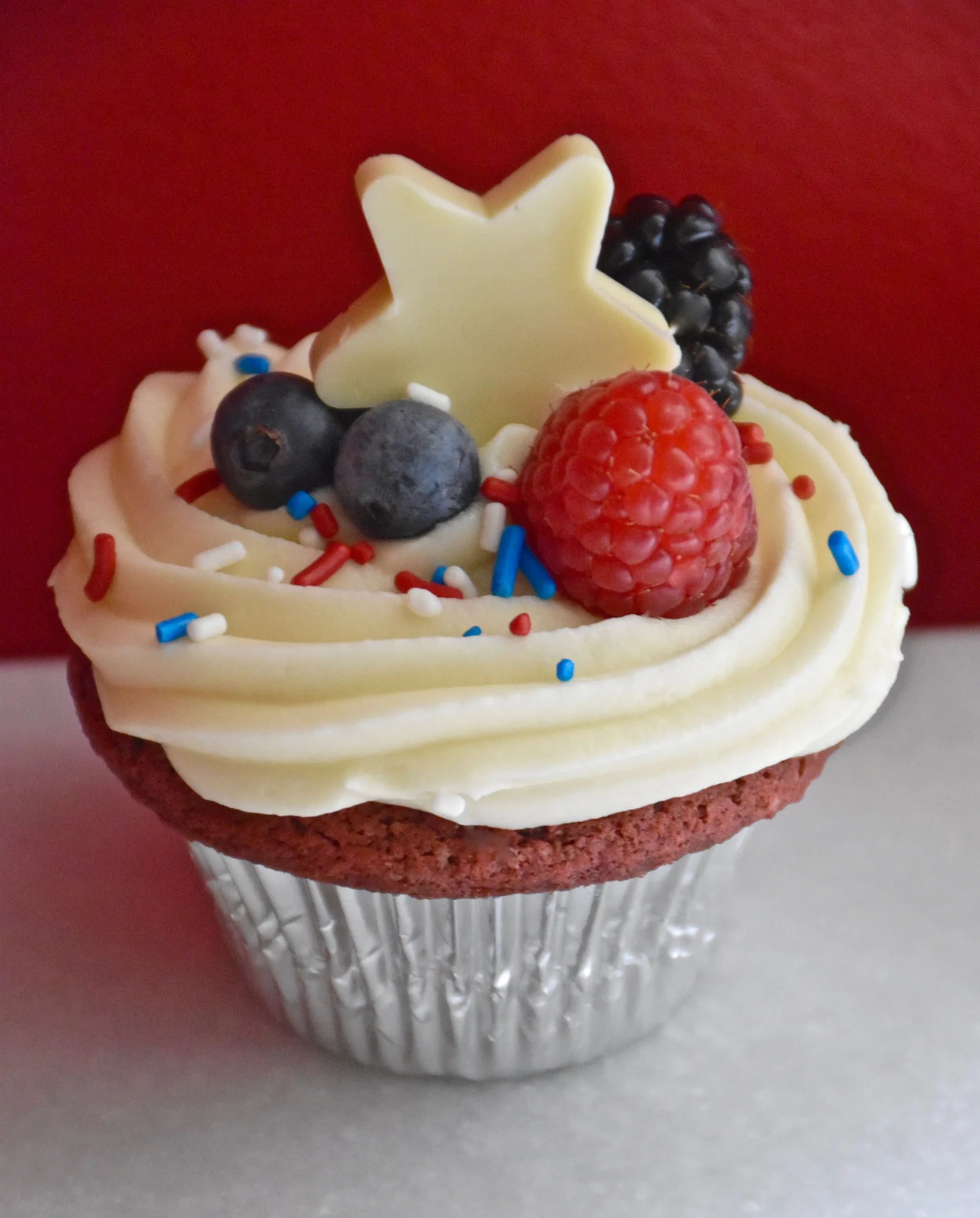Red White and Blue Velvet Cupcakes