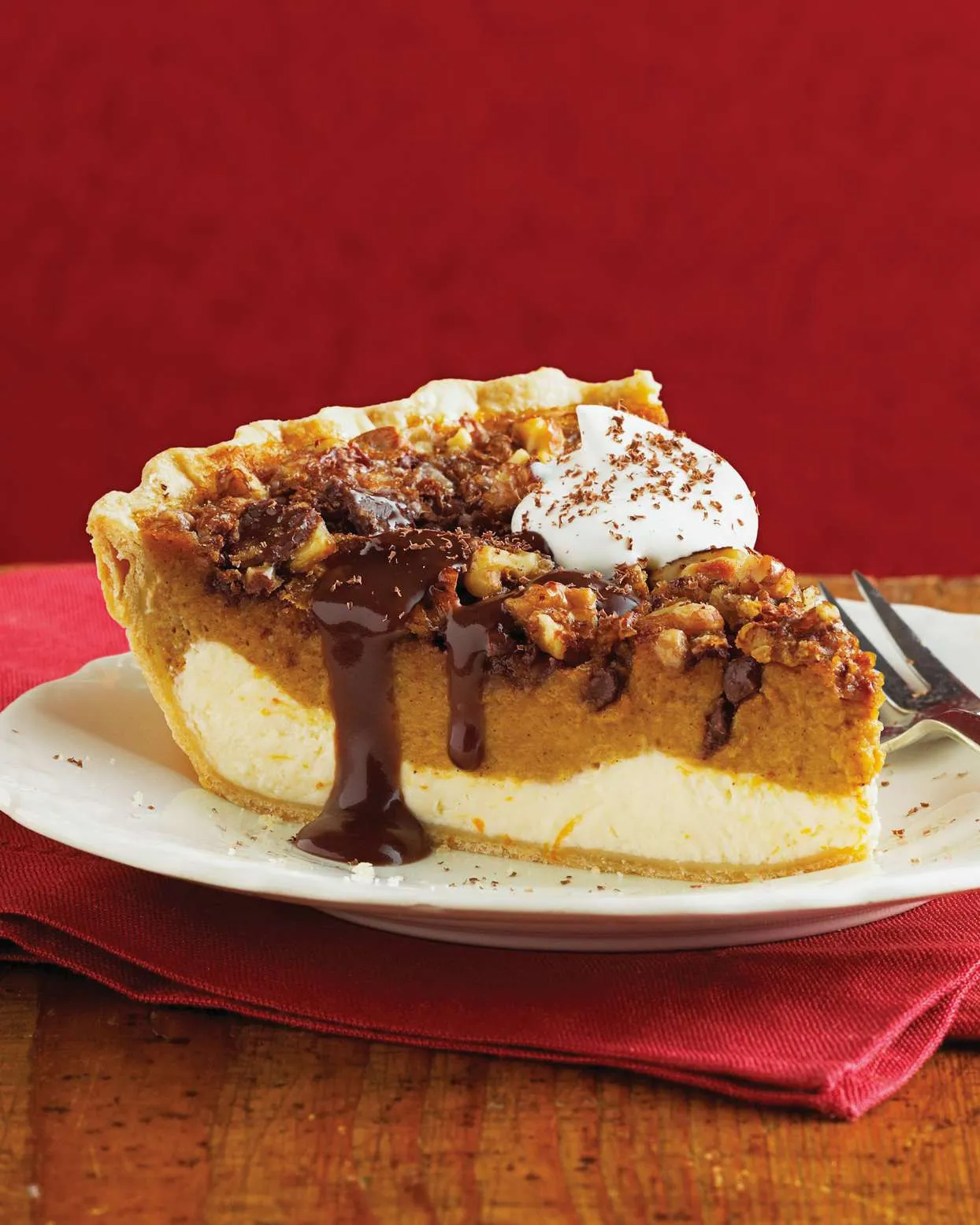 Ribbon Pumpkin Pie with Crunchy Praline Pastry