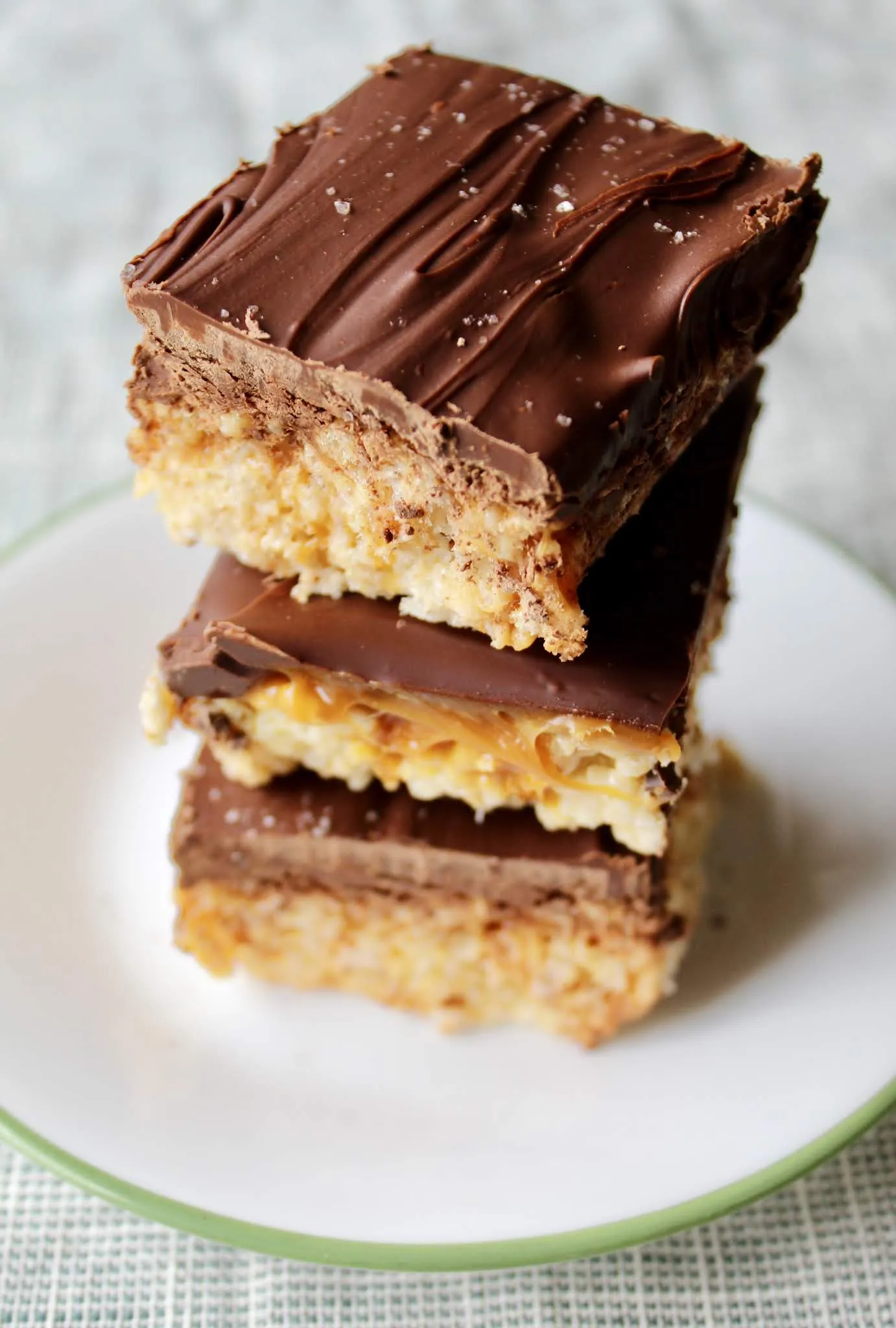 Rice Krispie Treats with Chocolate Toasted Walnuts and Caramel
