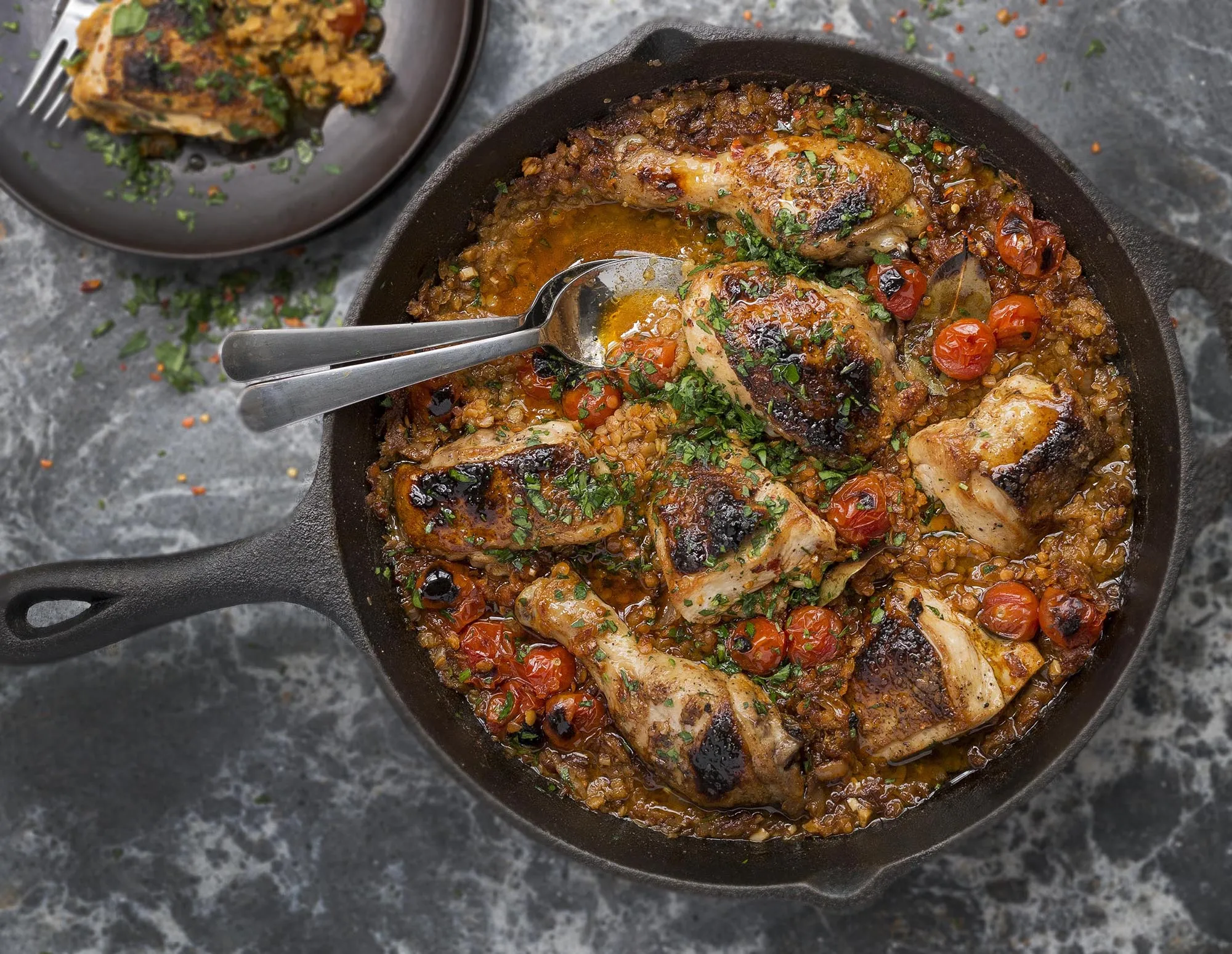 Roast Chicken Tomato and Lentil One Pot