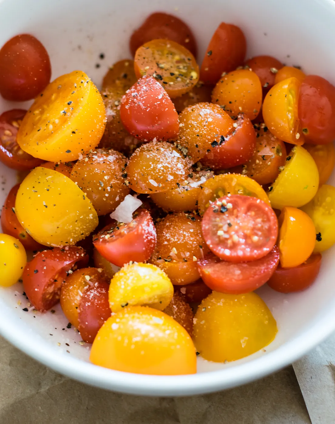 Roasted Asparagus Marinated Tomato Salad