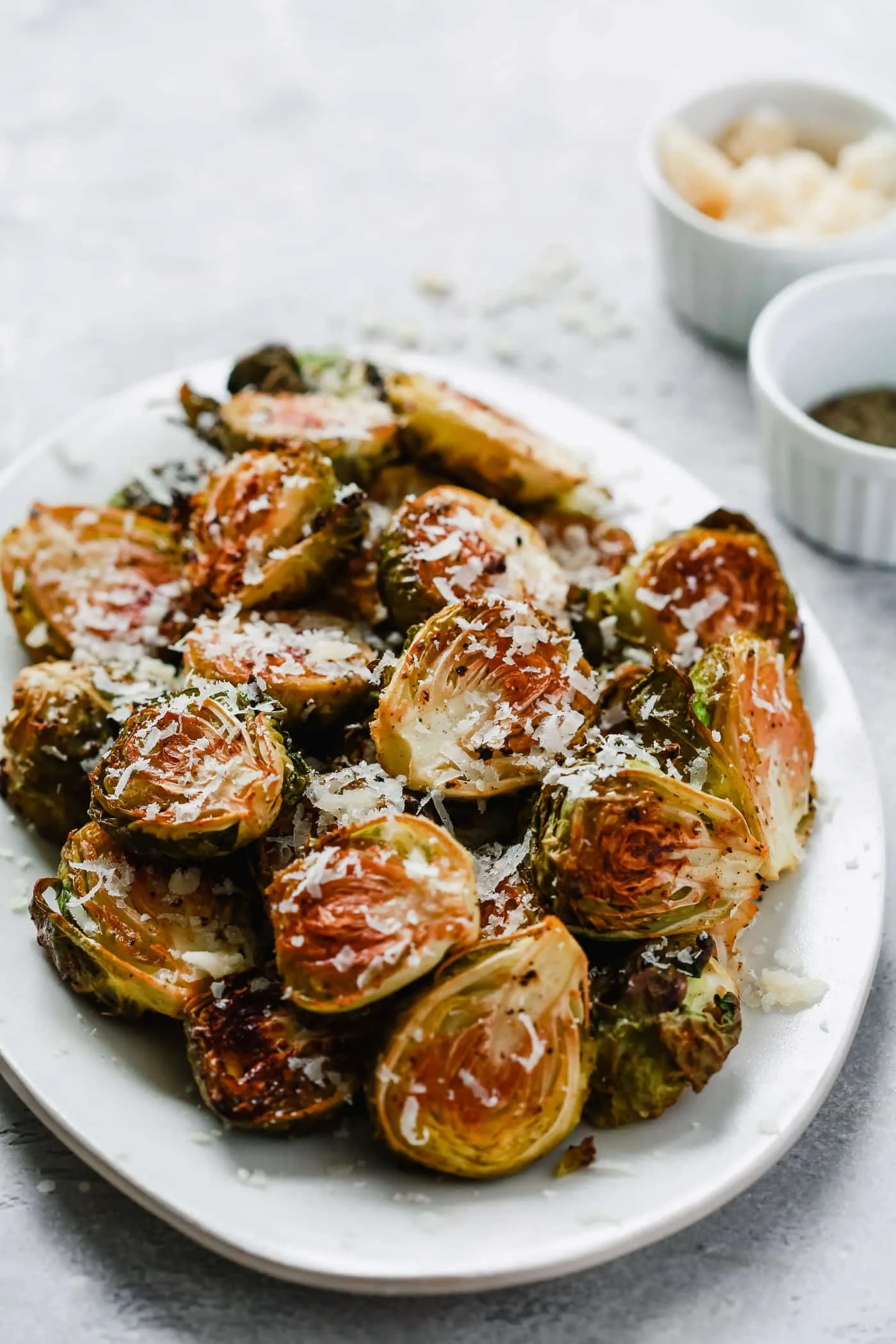 Roasted Basil Garlic Parmesan Zucchini and Brussels Sprouts