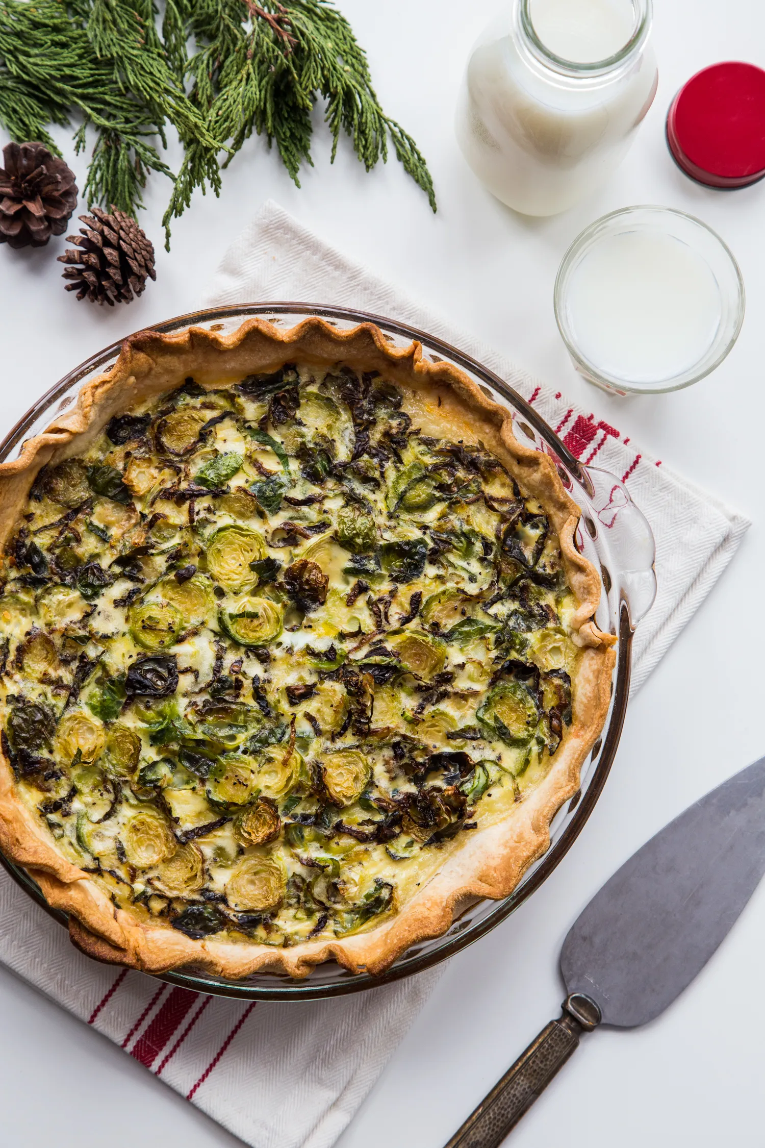 Roasted Brussel Sprout and Gruyere Quiche