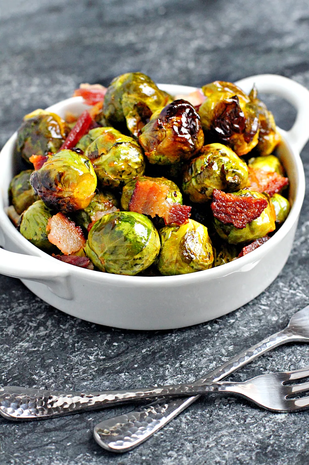 Roasted Brussels Sprouts with Bacon and Hot Honey