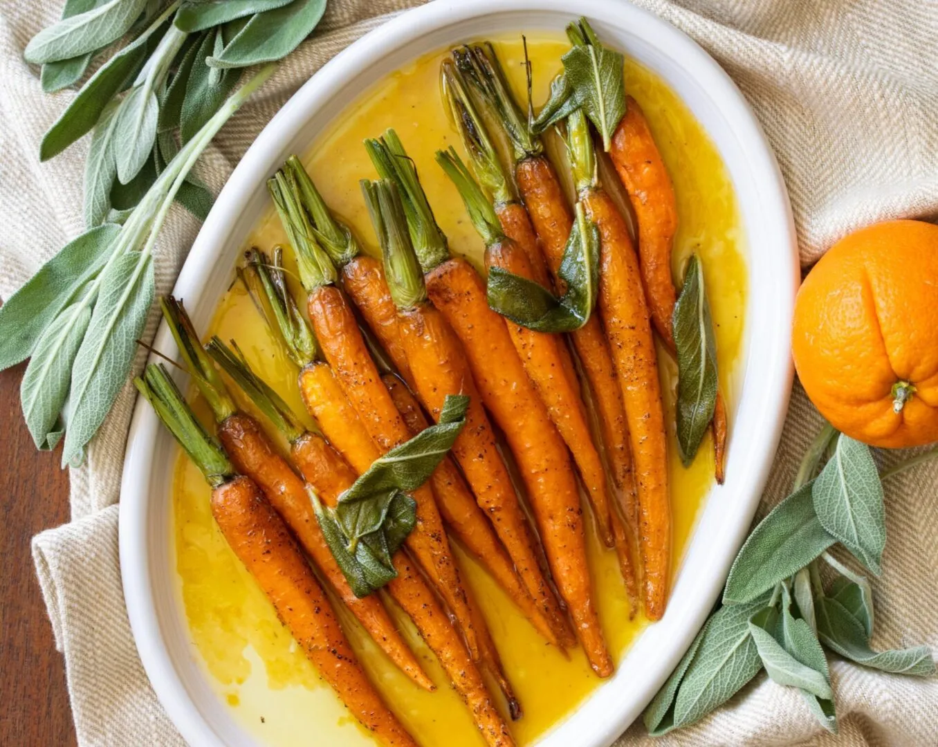 Roasted Carrots with Orange Brown Butter and Sage