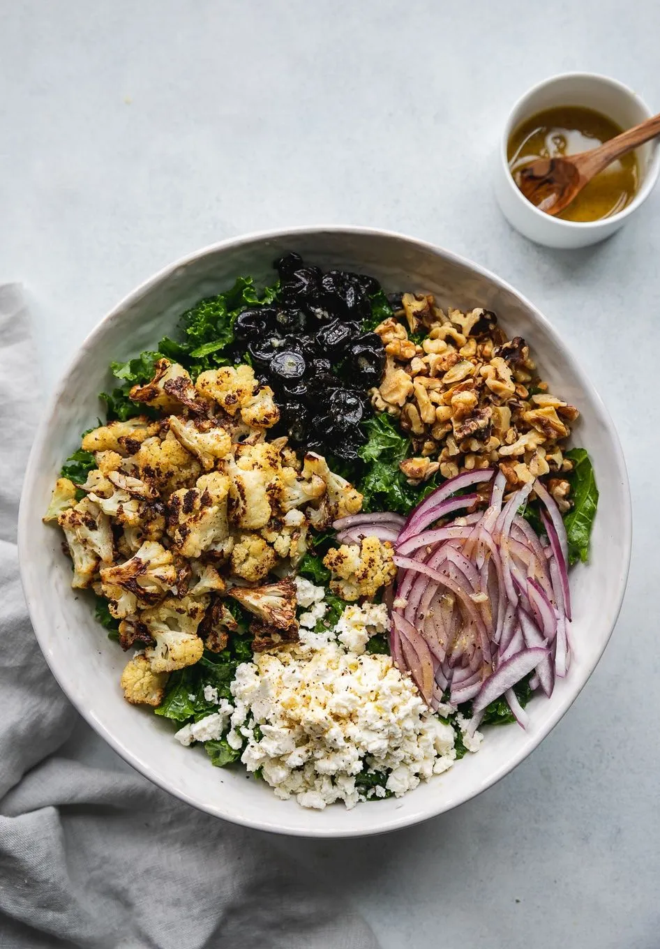 Roasted Cauliflower Freekeh Bowl Kale Walnuts