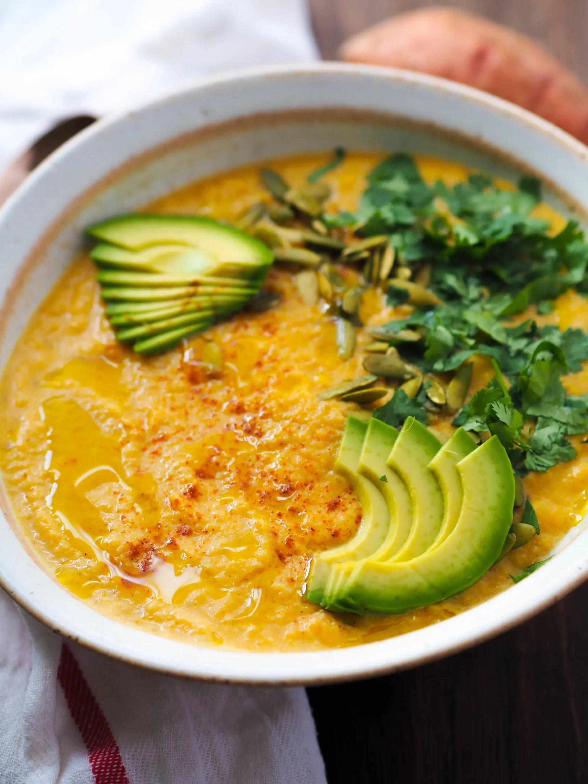 Roasted Cauliflower Sweet Potato Soup