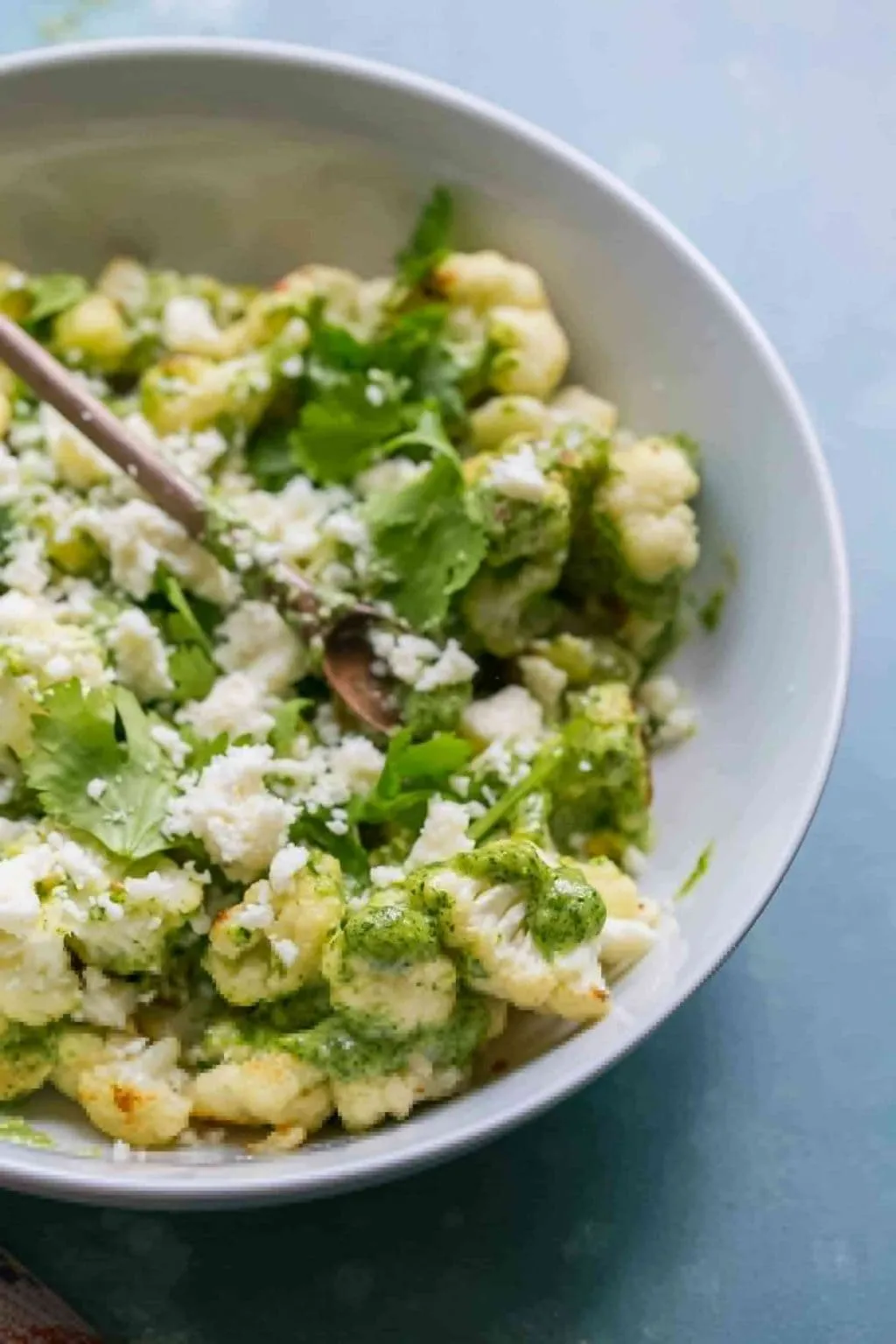Roasted Cauliflower with Cilantro Cashew Pesto