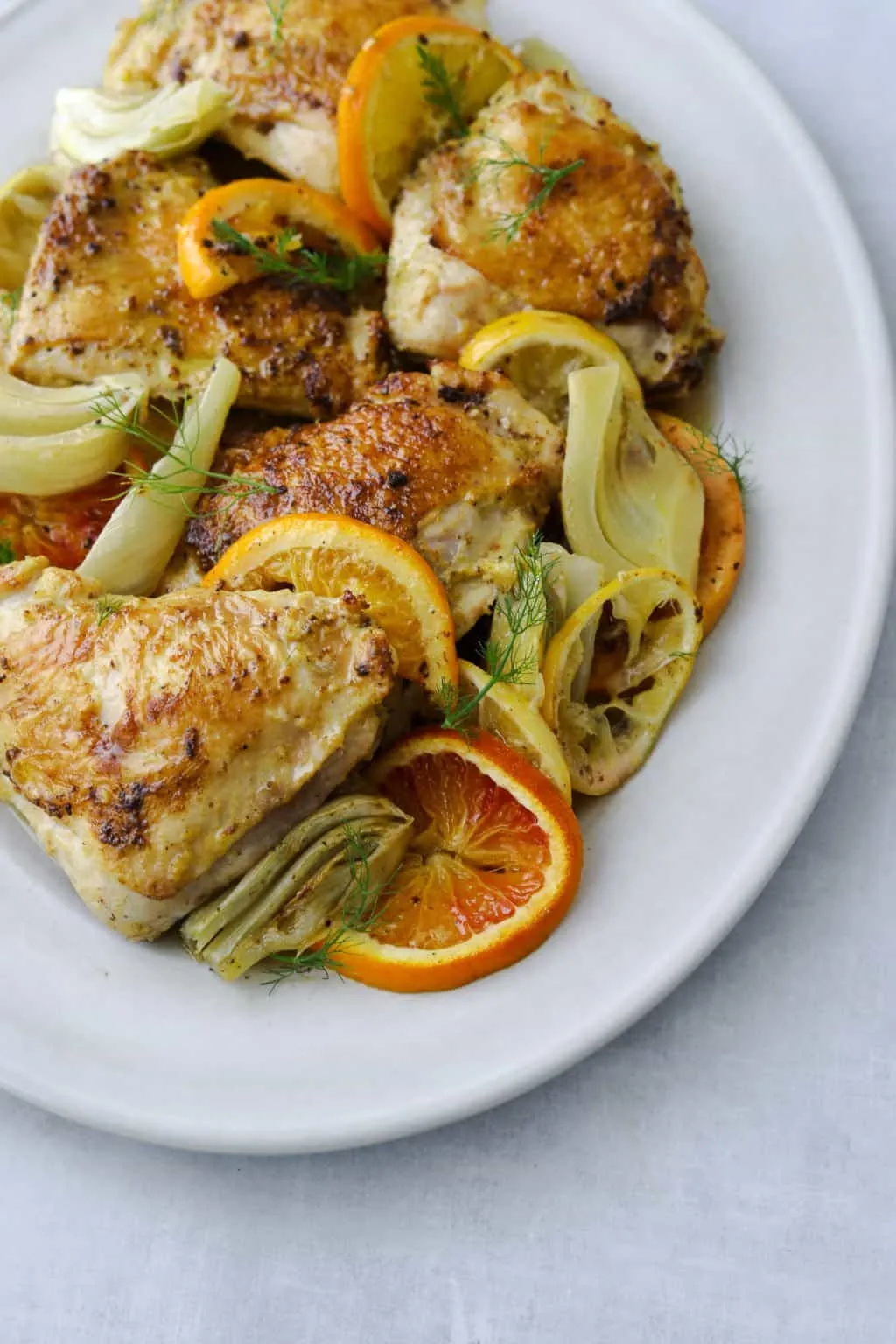 Roasted Chicken Thighs with Citrus and Fennel