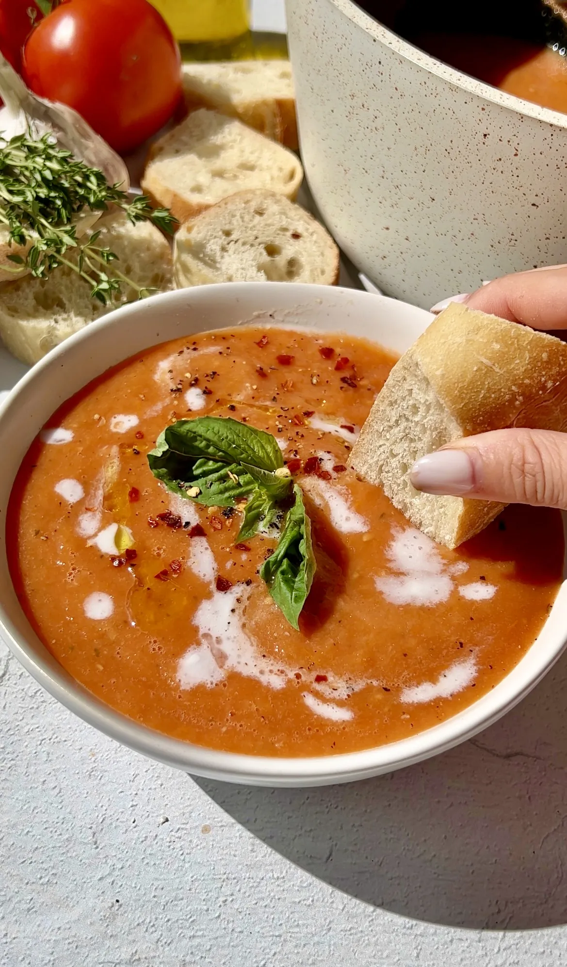 Roasted Garlic Tomato Soup with Chard