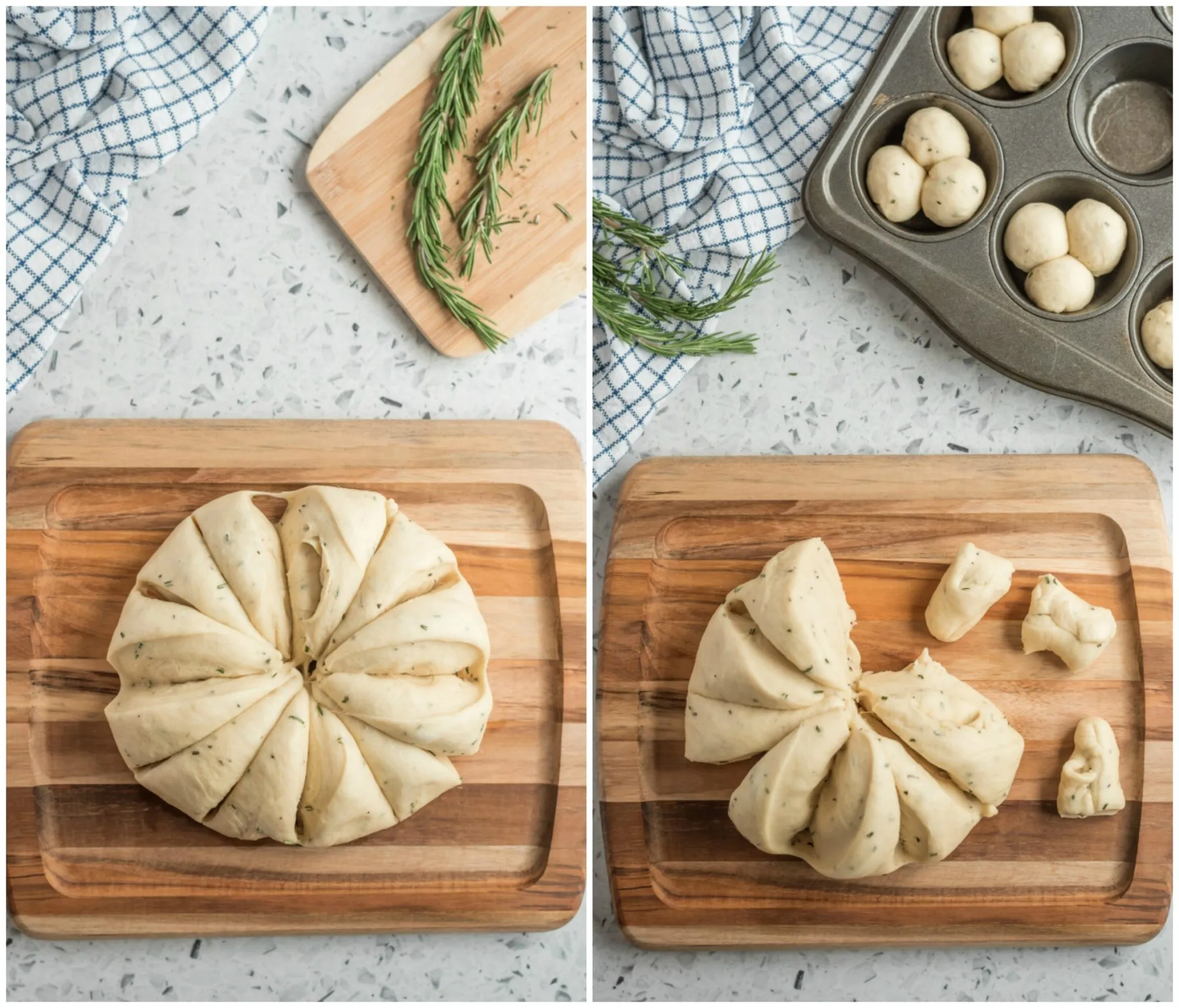 Roasted Garlic and Rosemary Cloverleaf Rolls