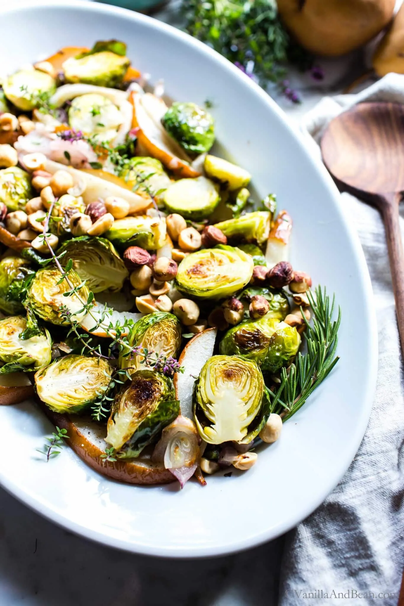 Roasted Pears and Brussels Sprouts