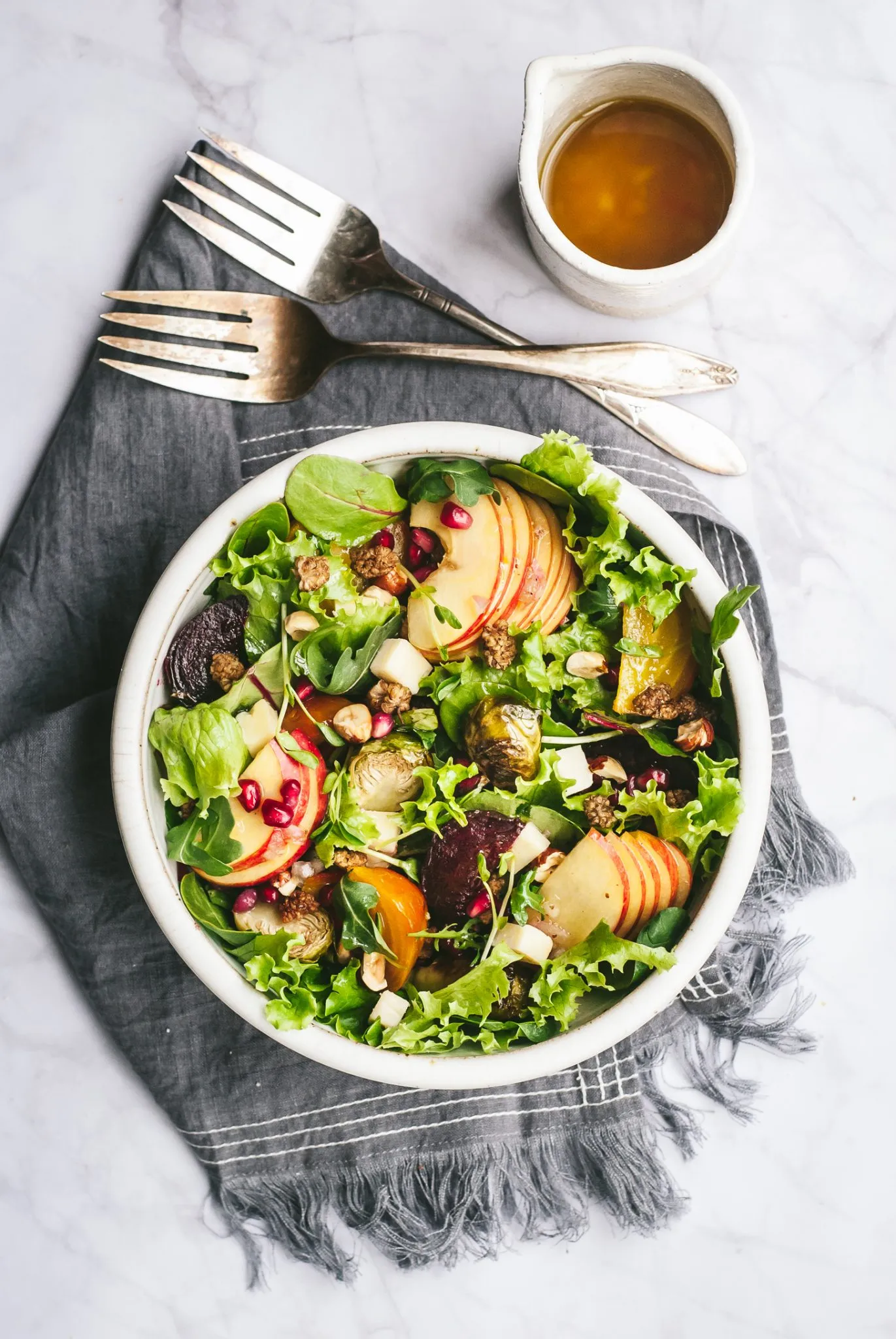 Roasted Root Vegetable Salad with Dijon Shallot Dressing