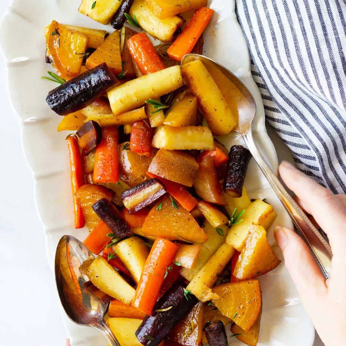 Roasted Root Vegetables with Carrot Top Chimichurri