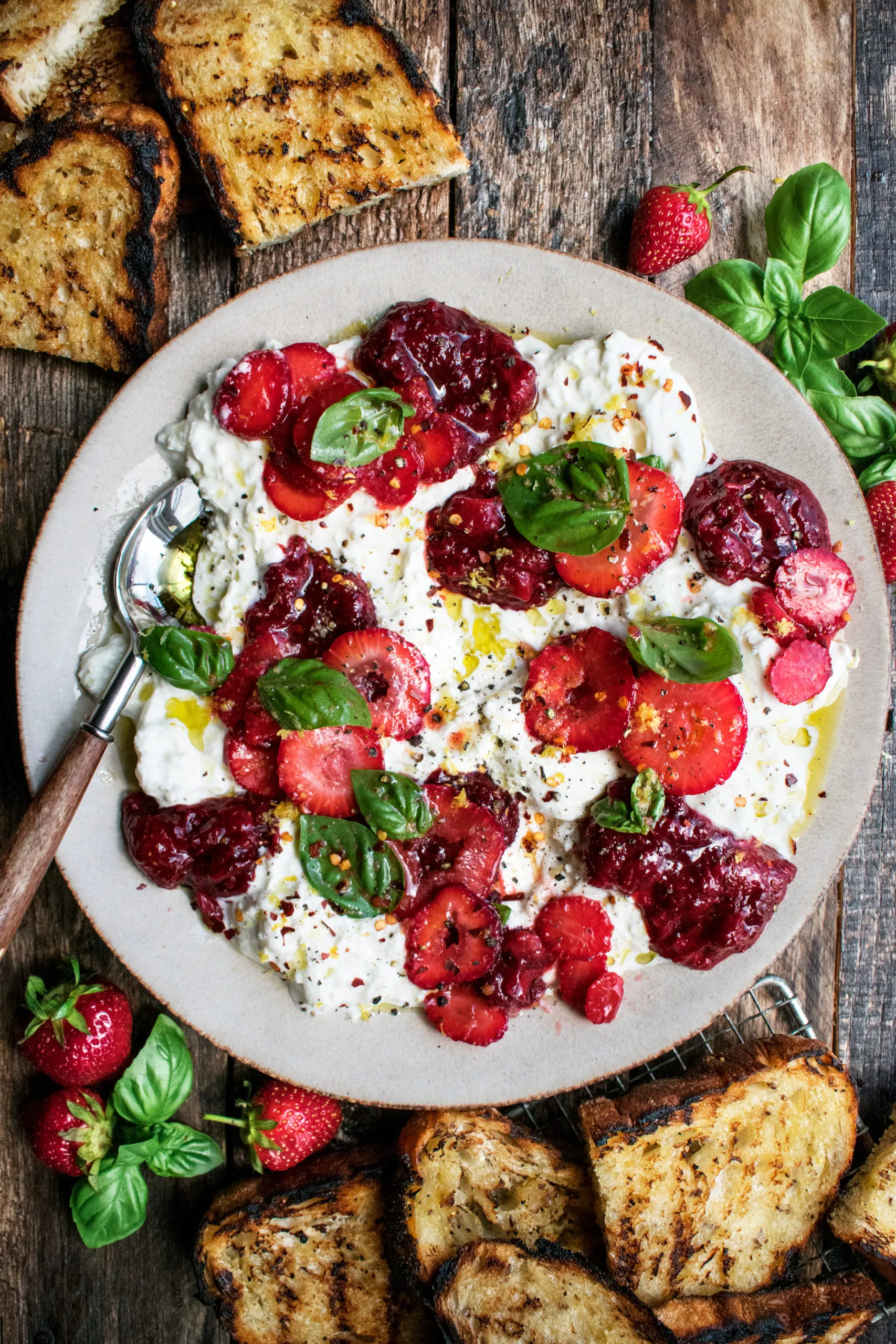 Roasted Strawberries with Burrata