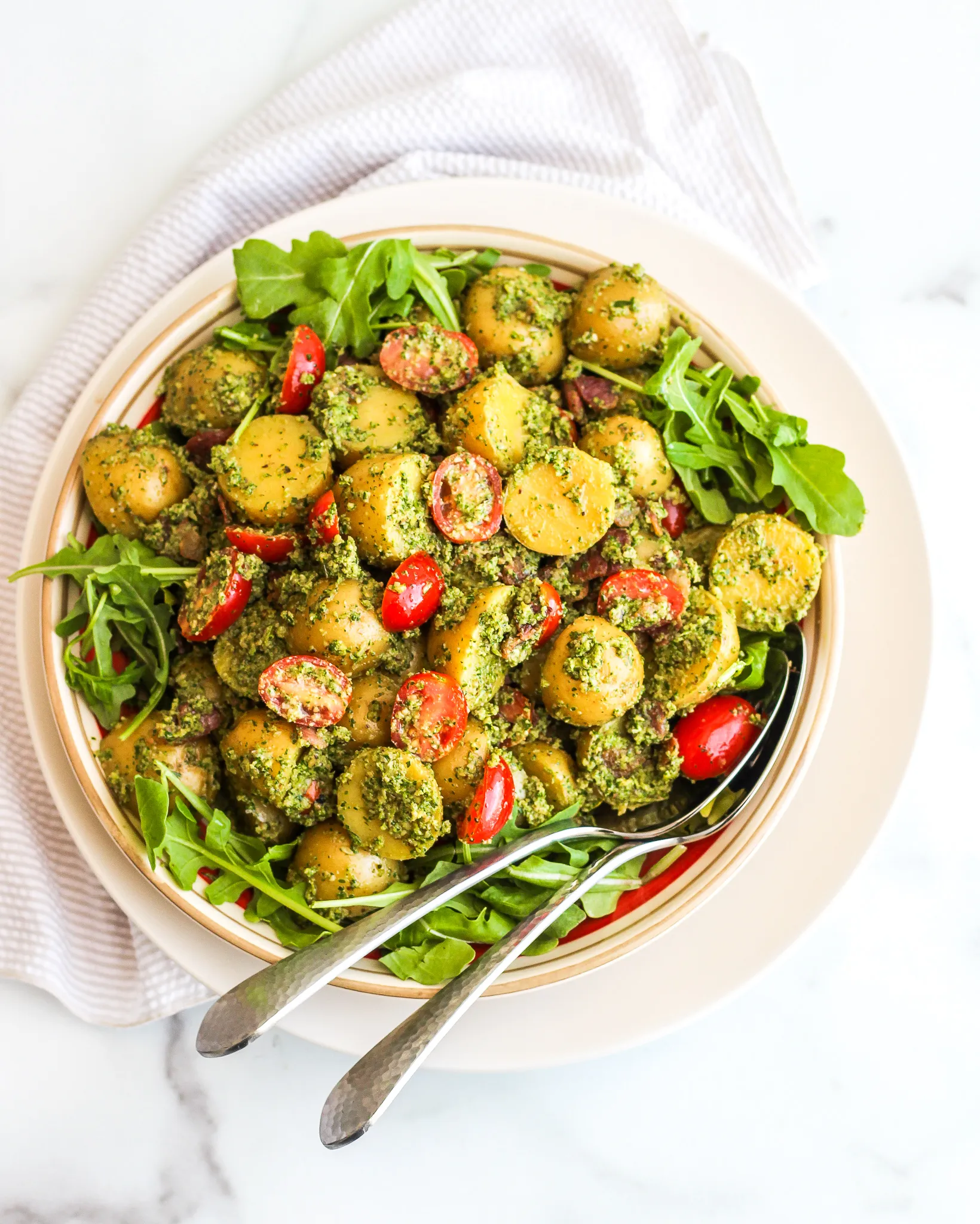 Roasted Tomato Pesto Potato Salad