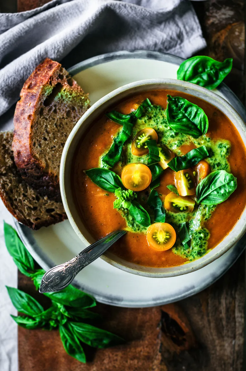 Roasted Tomato Zucchini and Eggplant Soup