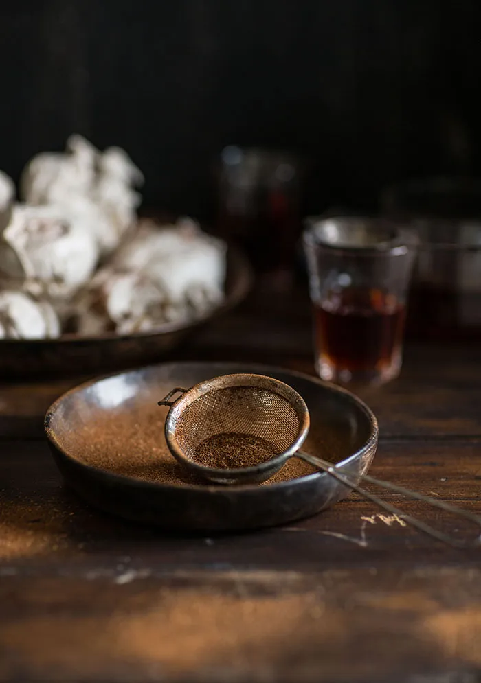 Rooibos Tea Meringues with Rooibos and White Chocolate Ganache