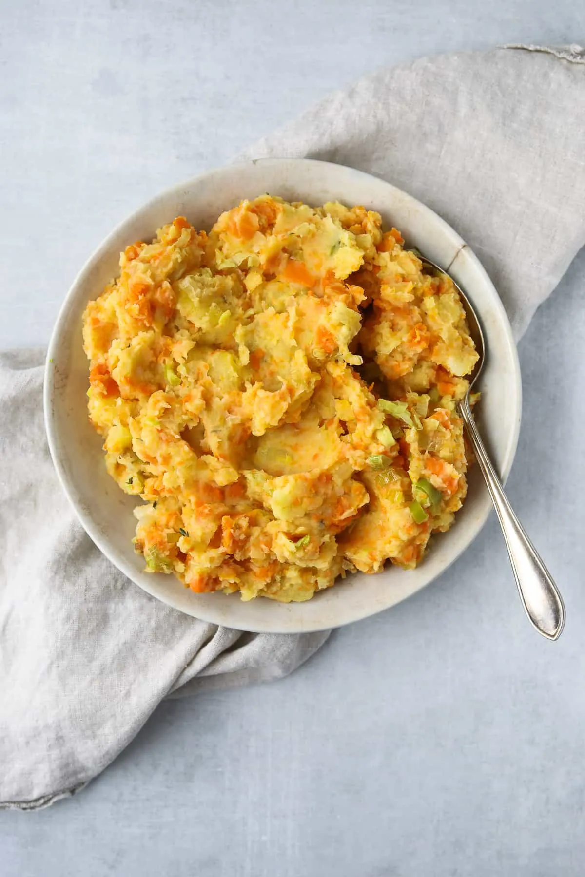 Root Vegetable Mash with Caramelized Leeks