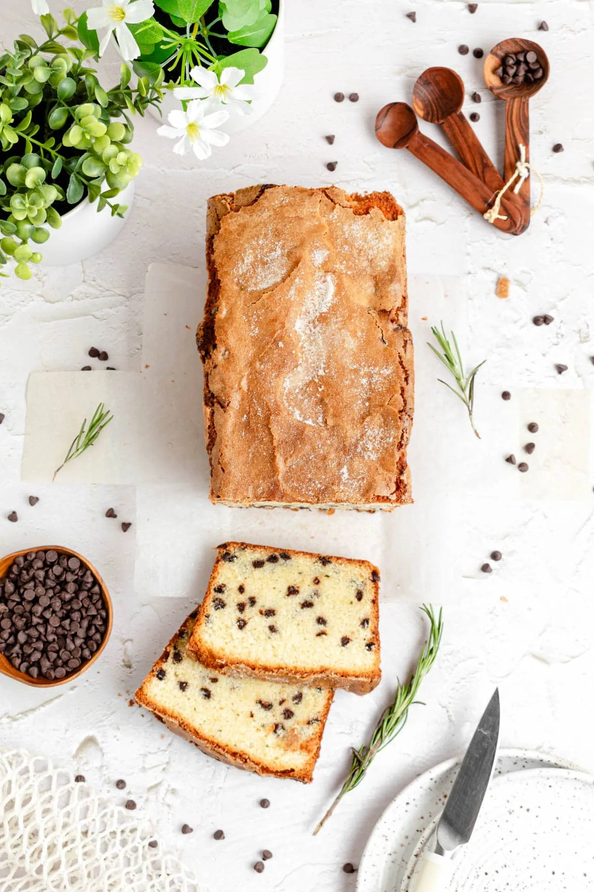 Rosemary Chocolate Chip Loaf Cake