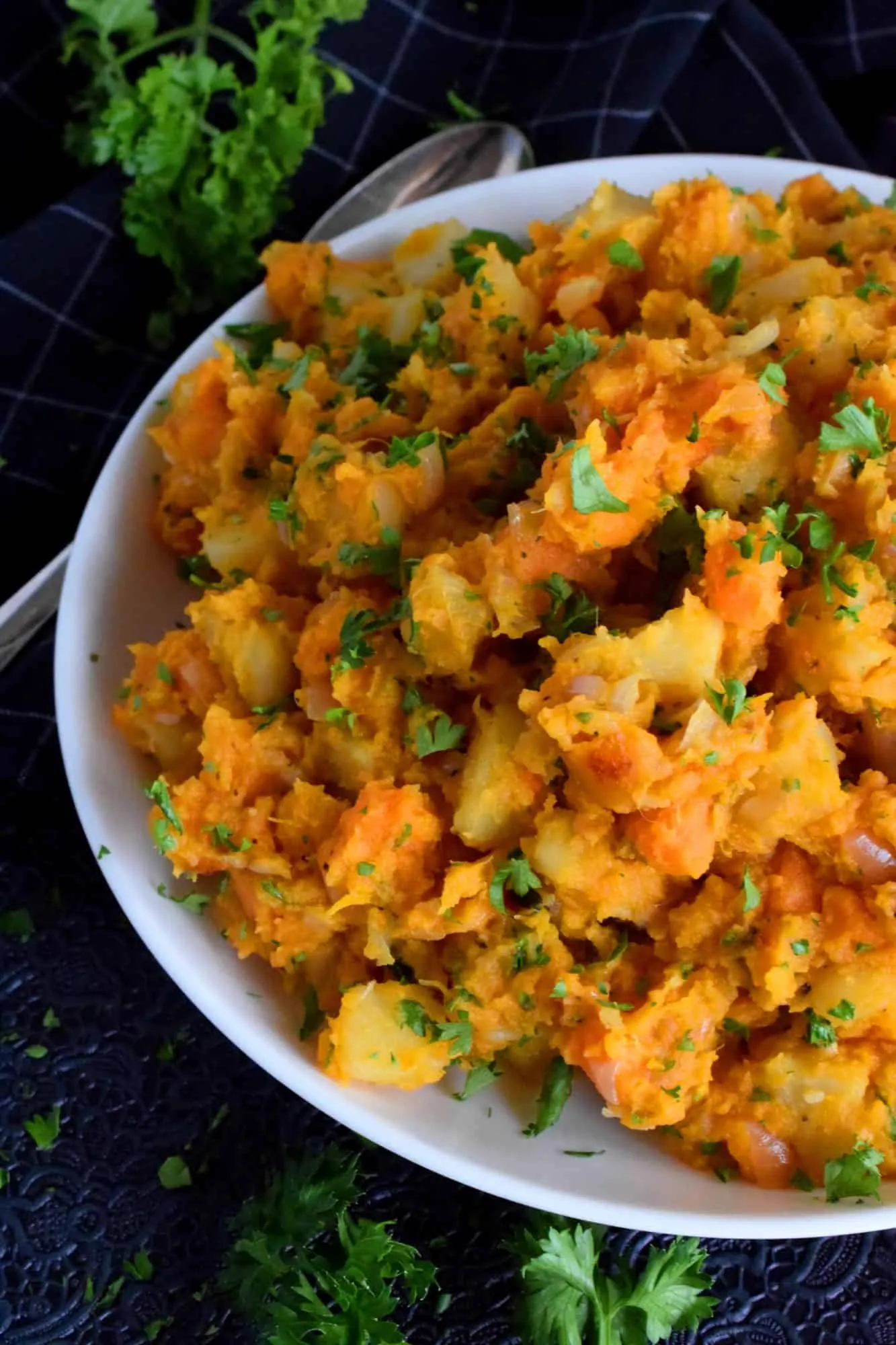 Russet and Sweet Potato Skillet Hash