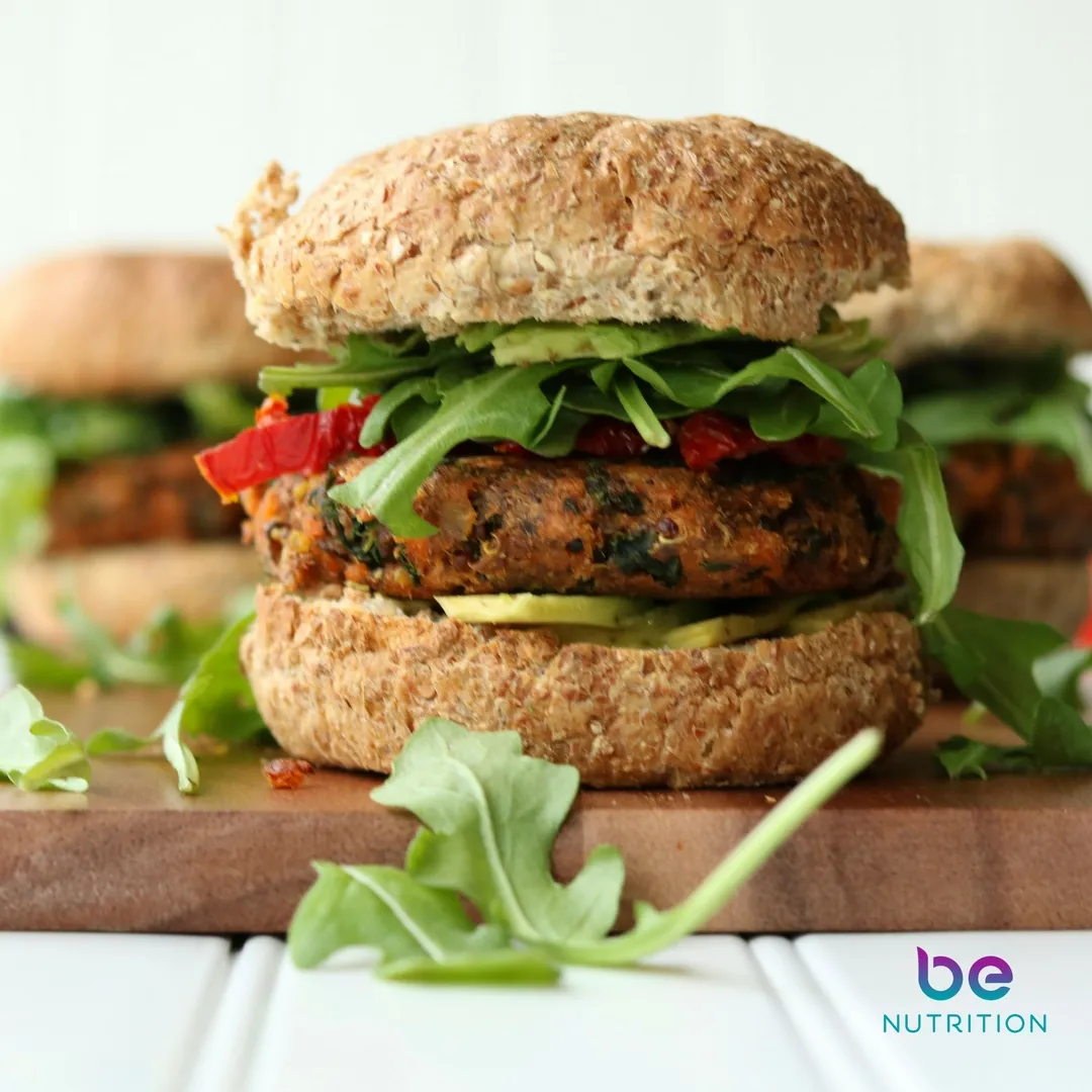 Salmon Burger Kale Caesar