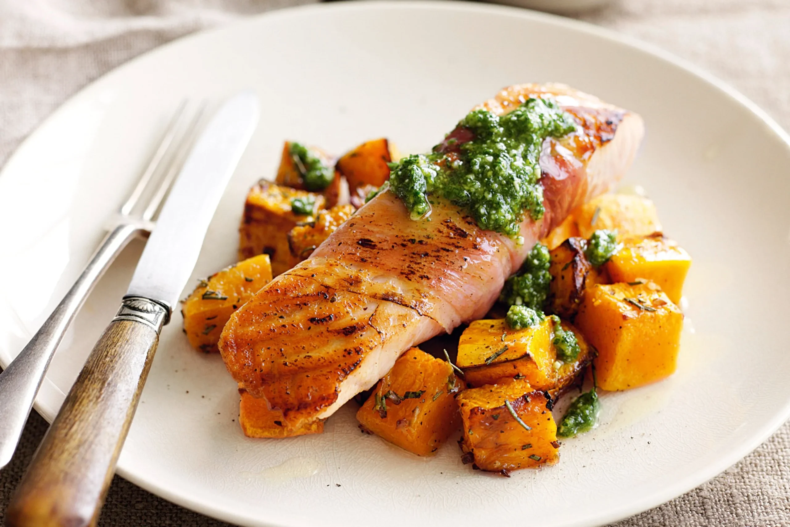 Salmon Prosciutto Wrap with Garlic Bok Choy