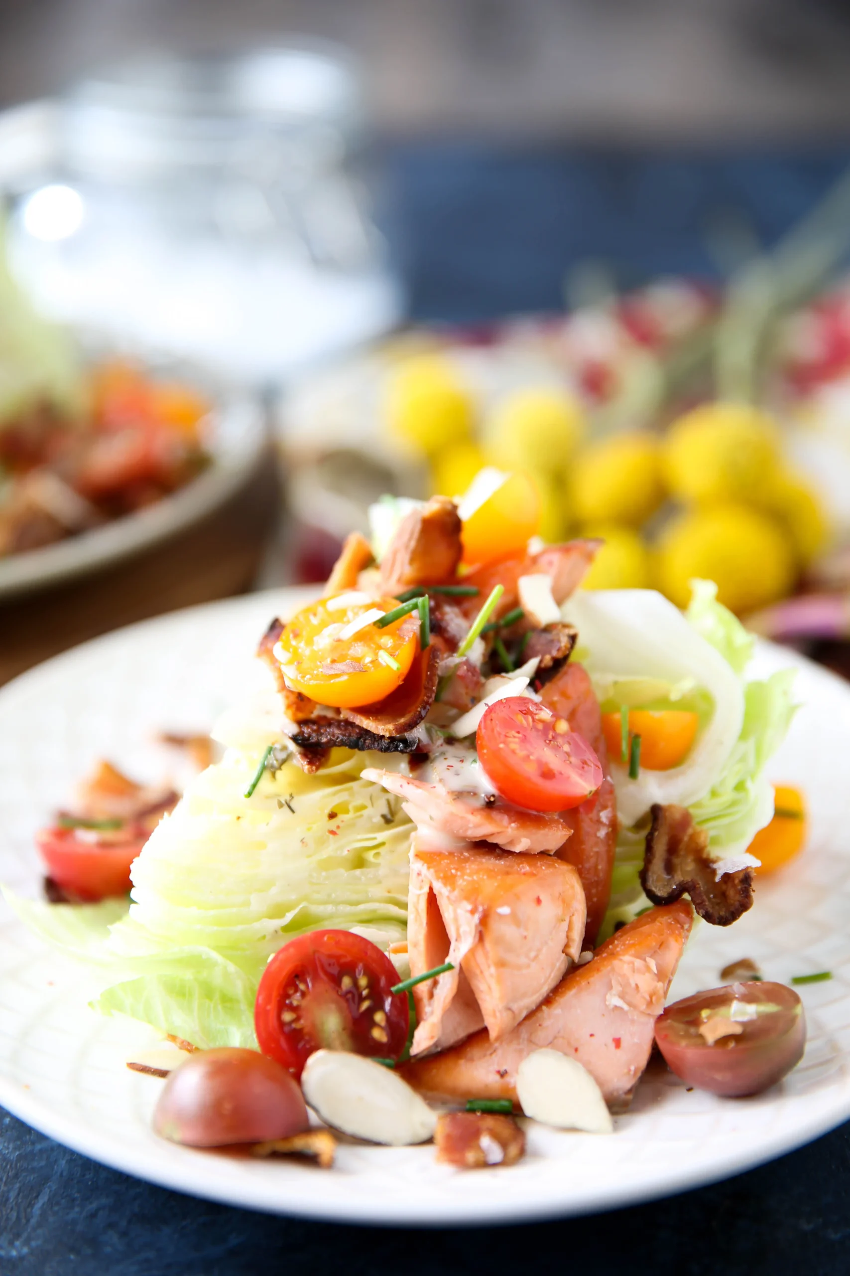 Salmon Wedge Salad with Creamy Honey Mustard Dressing