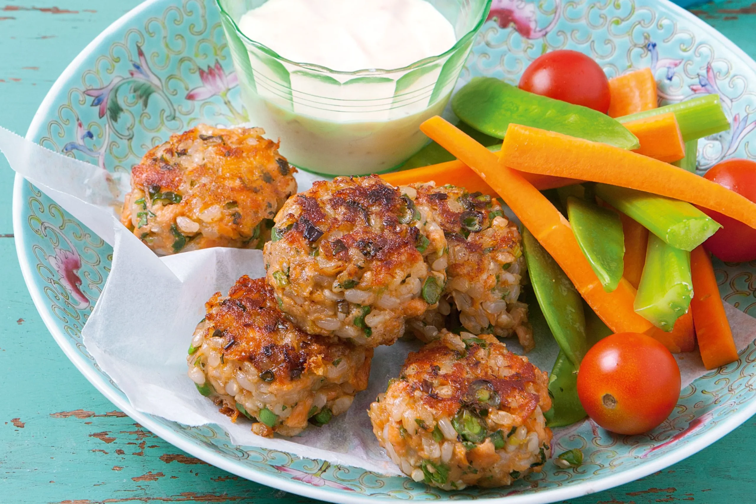 Salmon and Rice Patties with Homemade Sauce