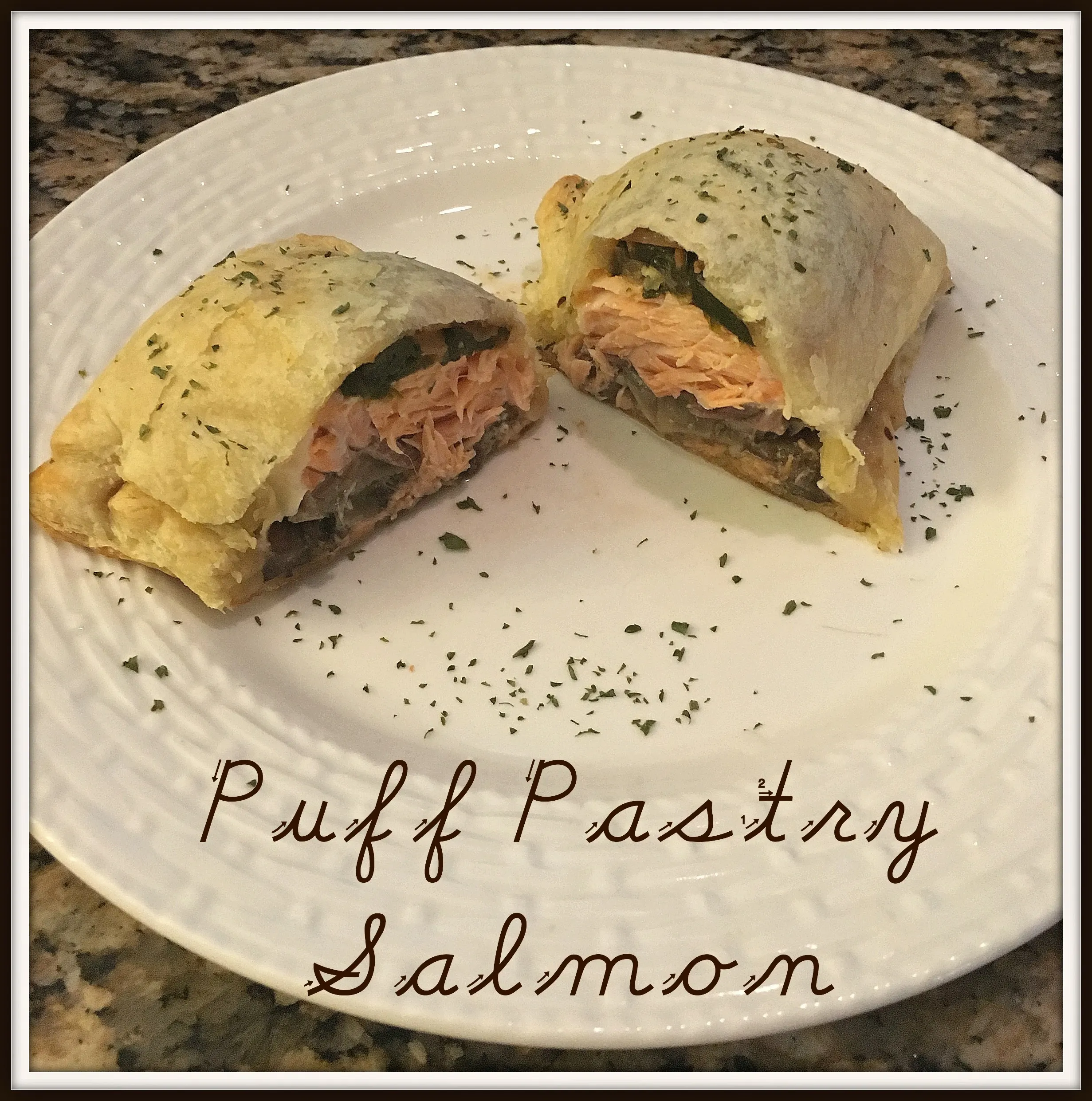 Salmon in Puff Pastry with Mushroom Artichoke Pate